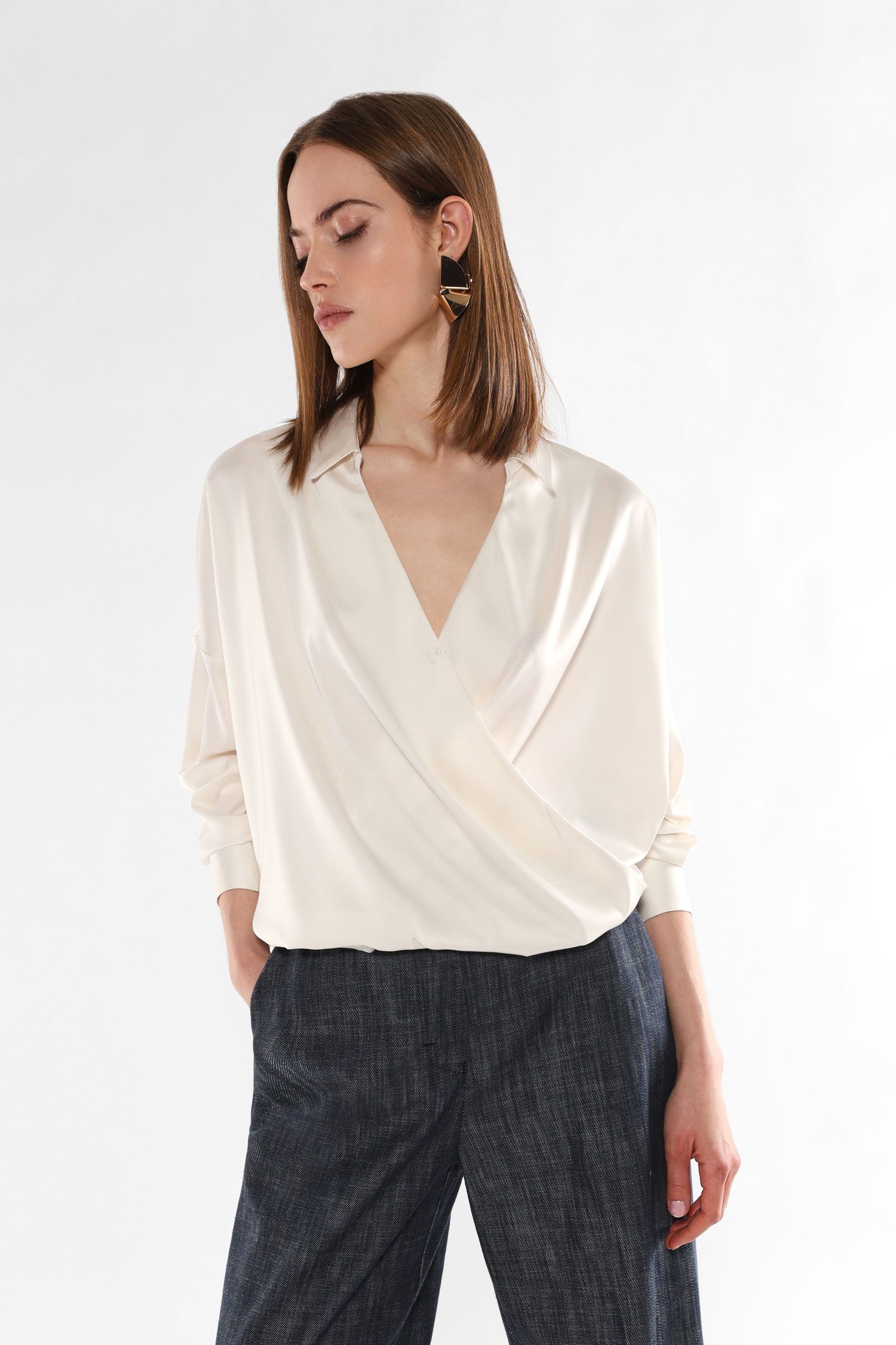 Women's satin blouse IMPERIAL cream