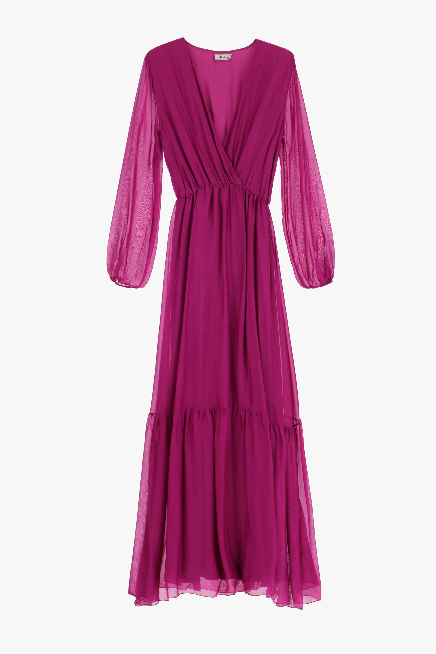 Women's formal long dress DIXIE made of a purple silk blend