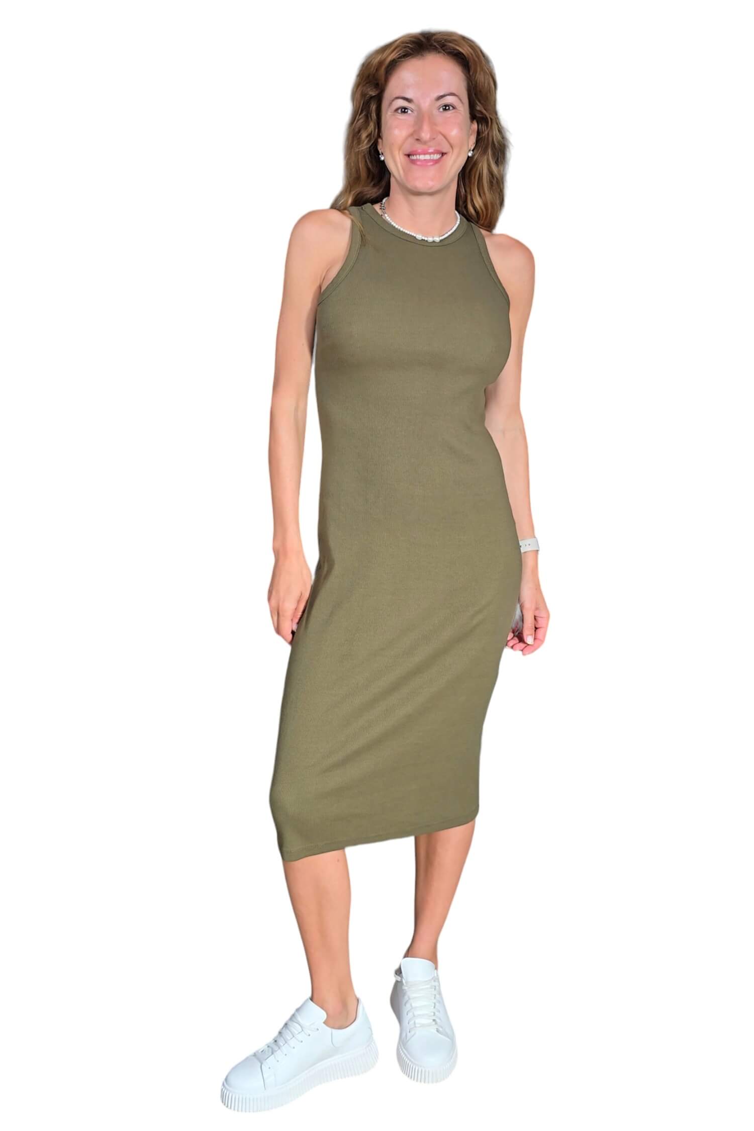 Women's summer long dress VICOLO khaki green