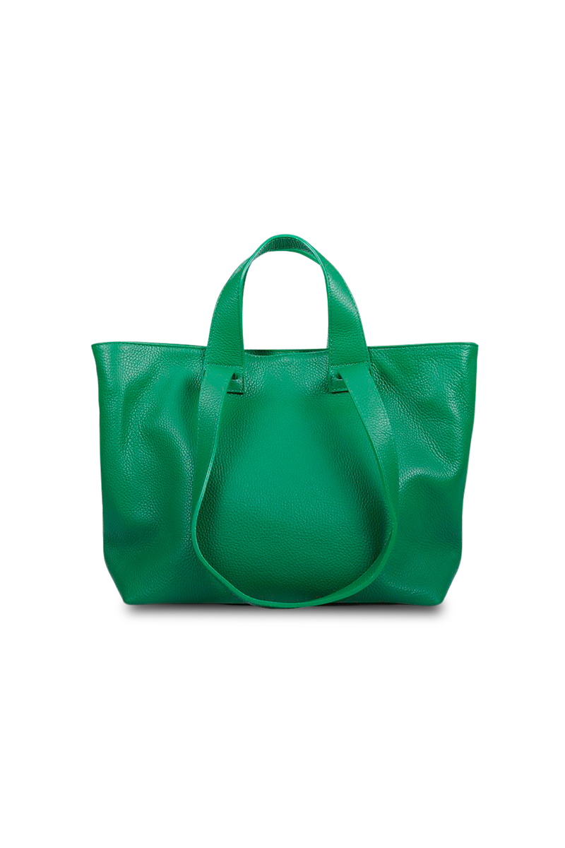 Women's leather shopper handbag Leather Country LARO green