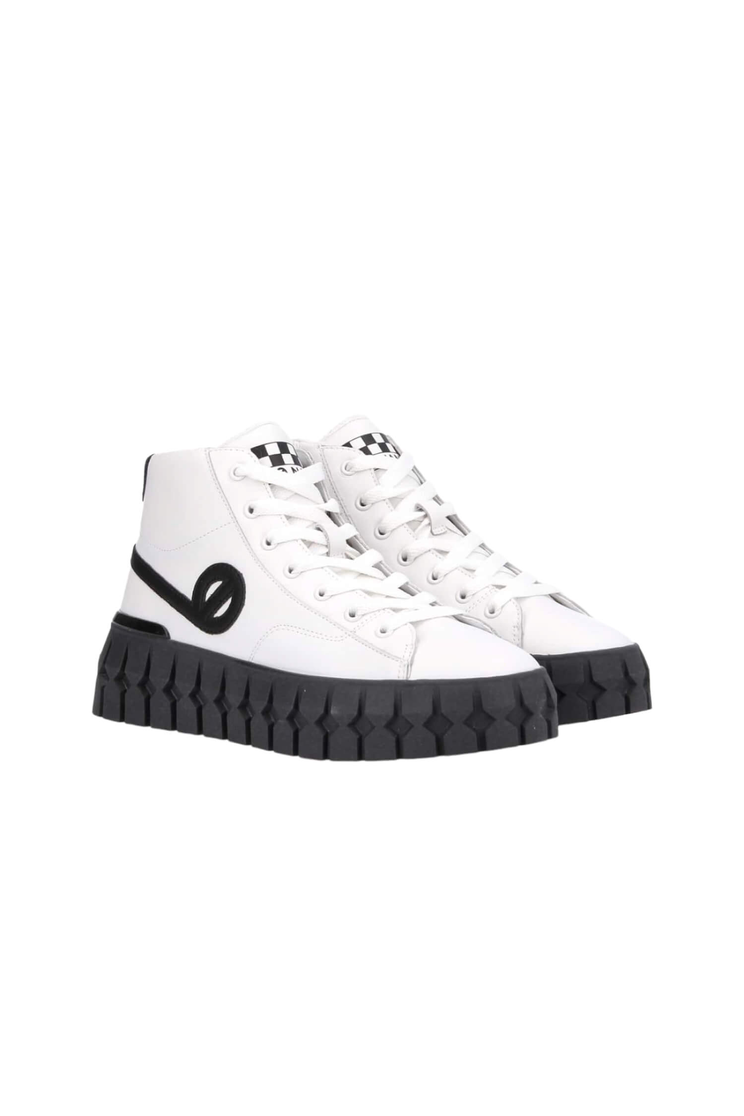 Women's ankle leather platform sneakers NO NAME white 2