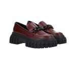 Women's leather moccasins NO NAME burgundy 2