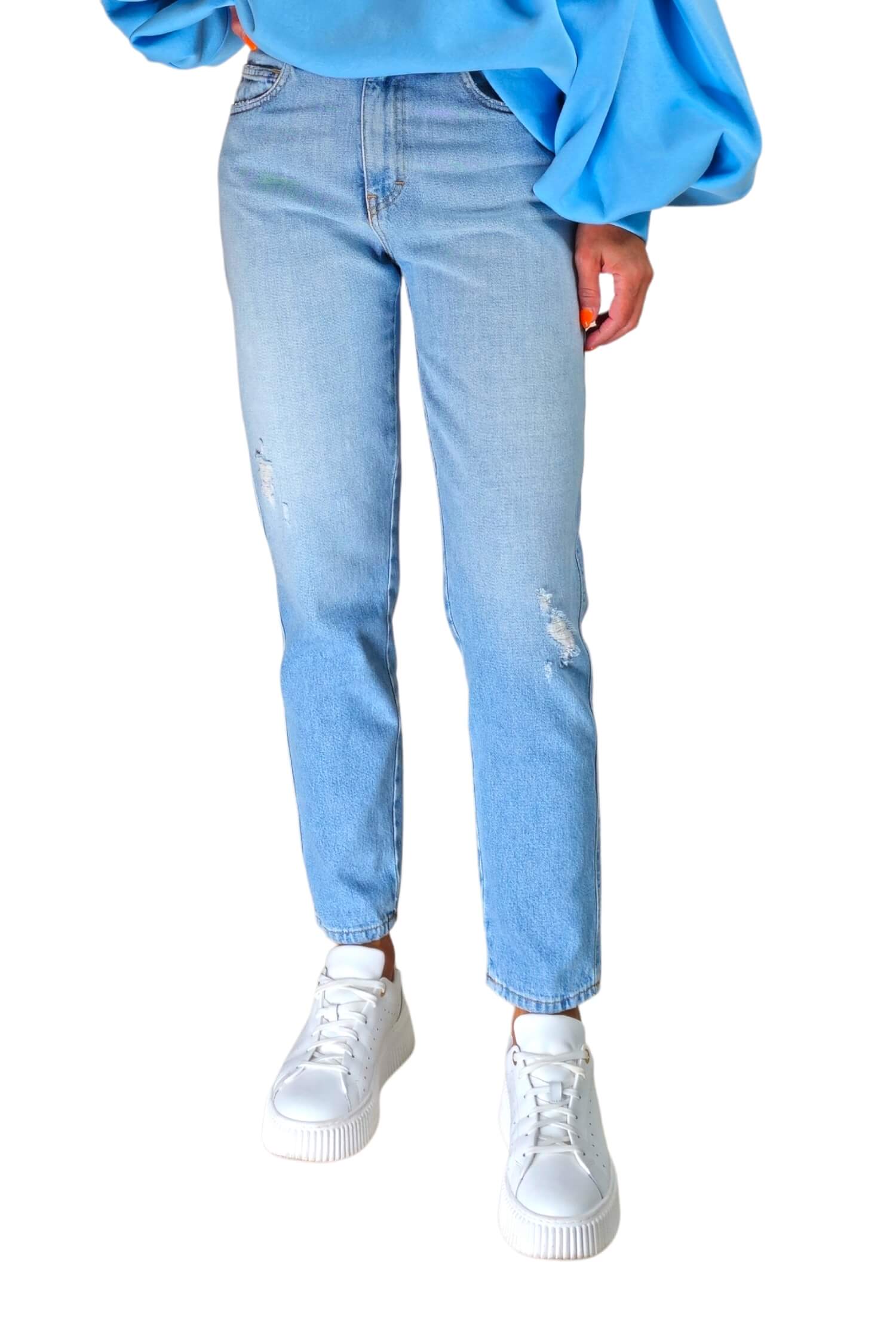 Women's jeans with a high waist VICOLO light blue 1