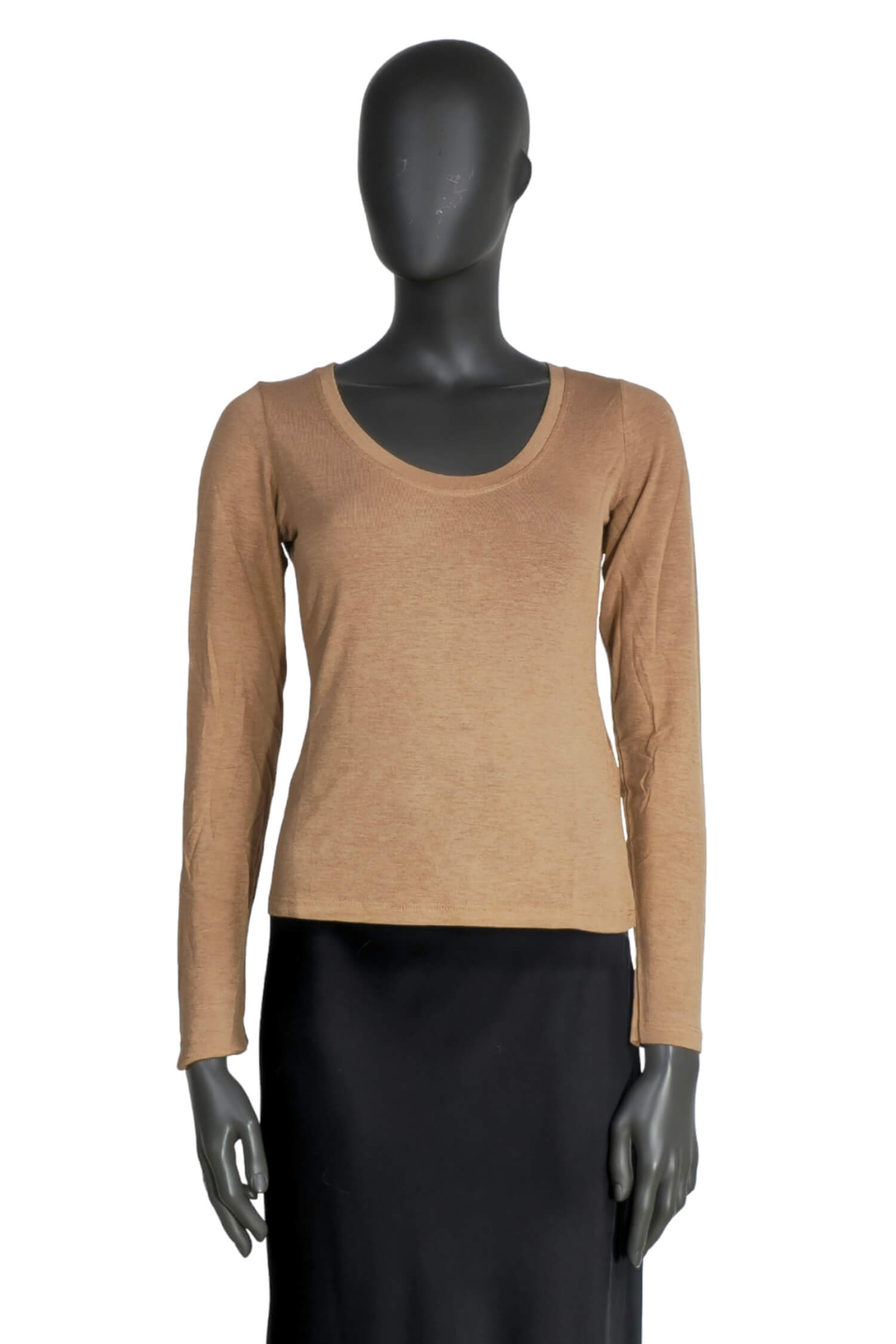 Women's t-shirt with a proportion of wool KONTATTO camel 1