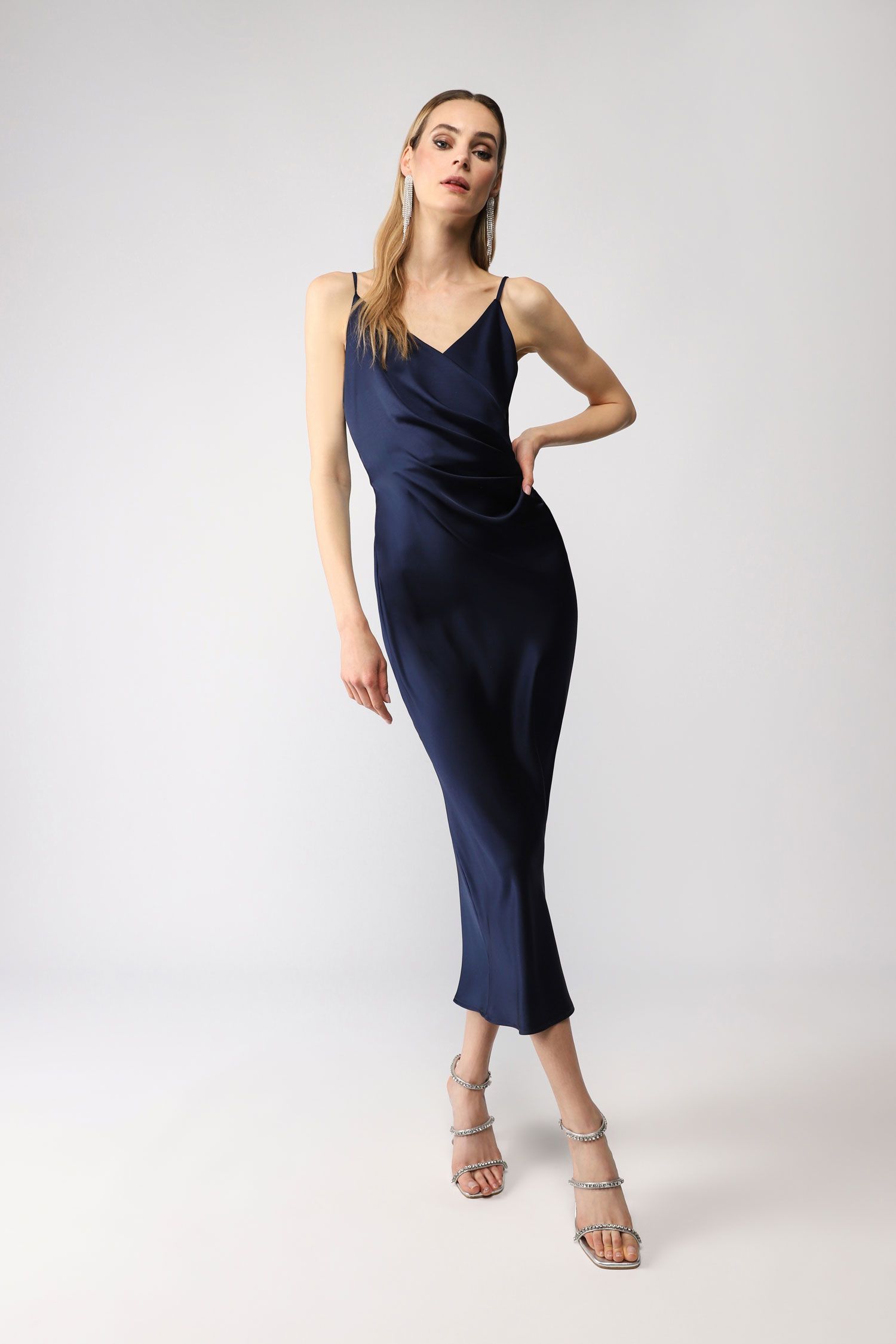 Women's satin elegant party dress IMPERIAL blue