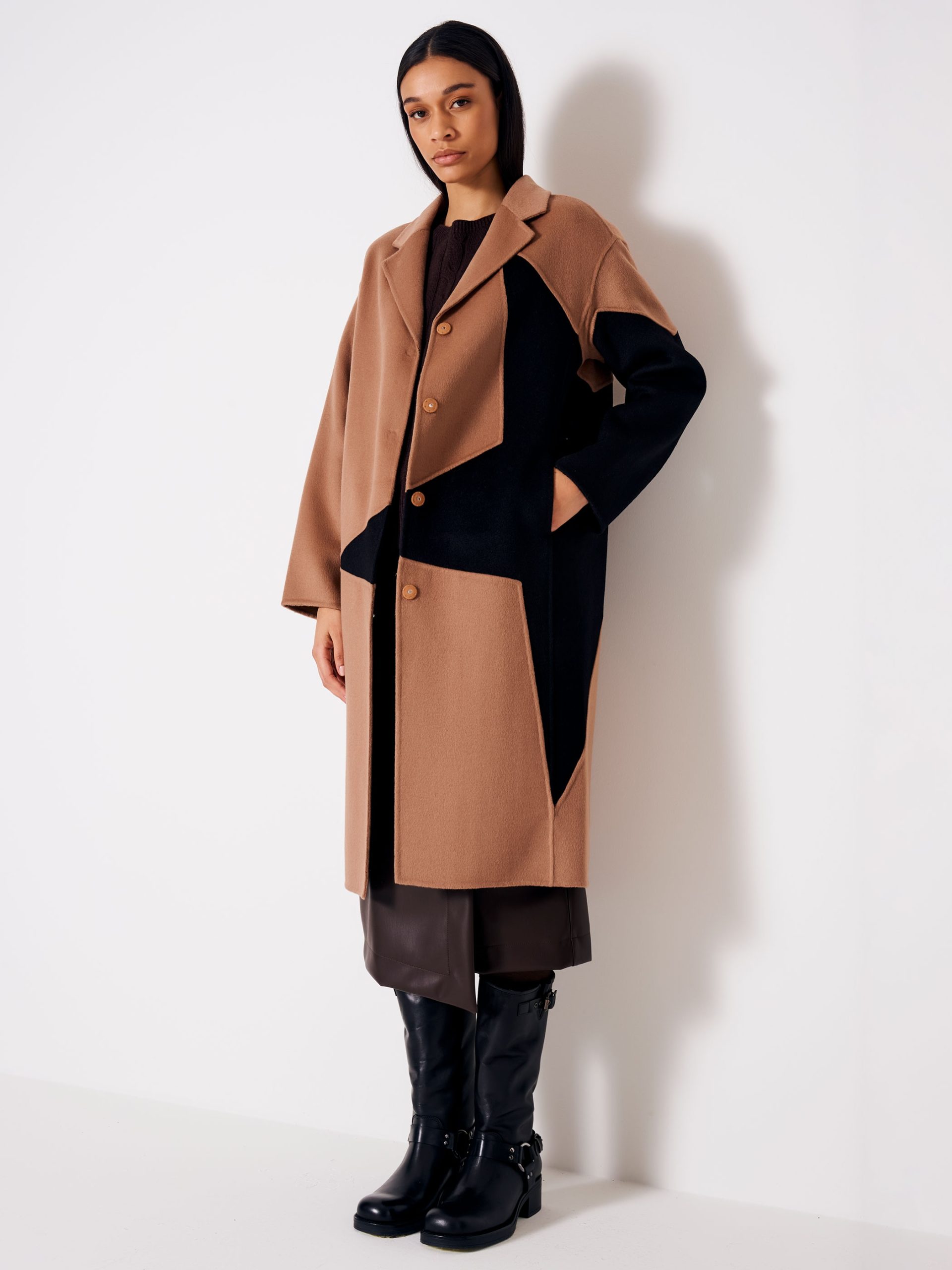 Women's transitional woolen coat VICOLO brown (wool blend)