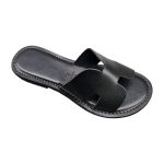 Summer women's leather flip-flops OVYE black