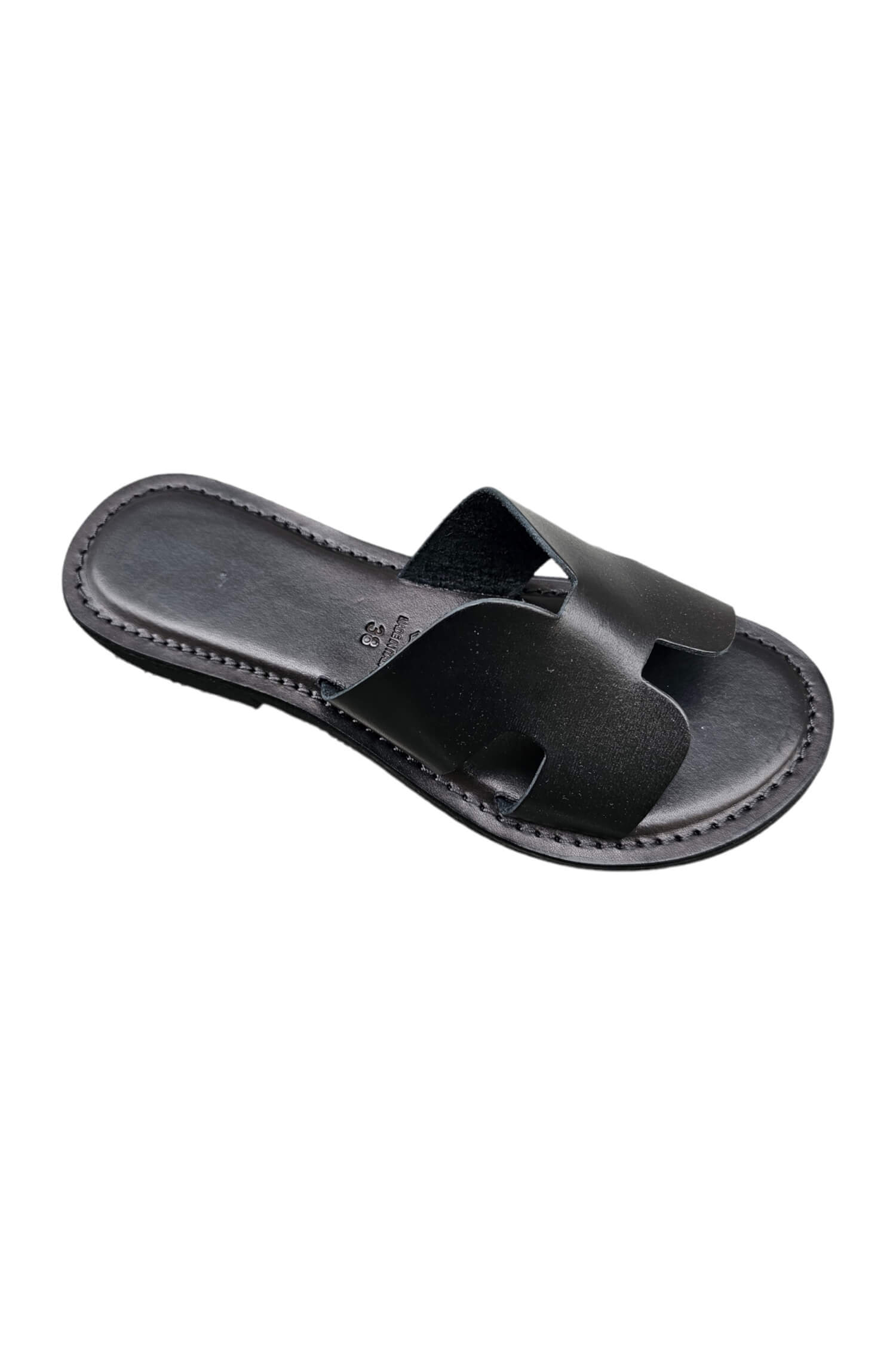 Summer women's leather flip-flops OVYE black 2