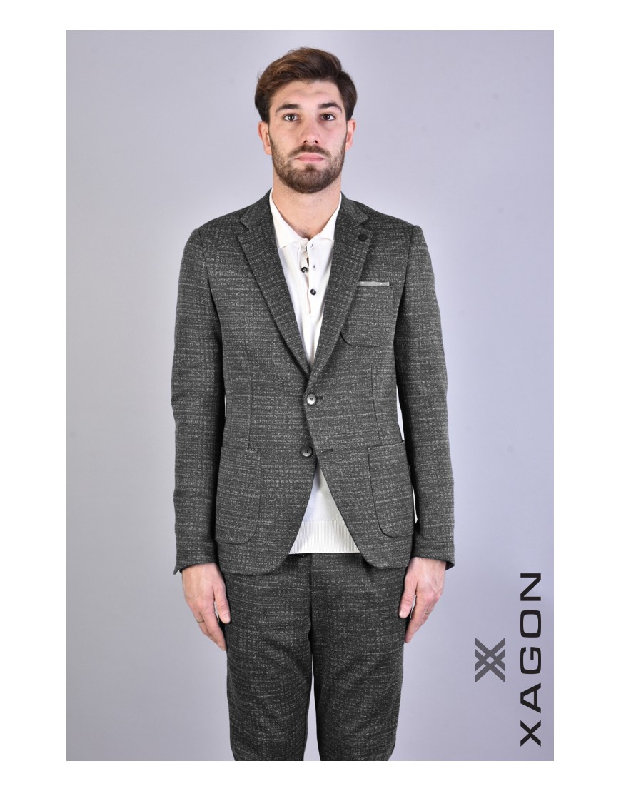 Men's elastic jacket brand Xagon man black patterned