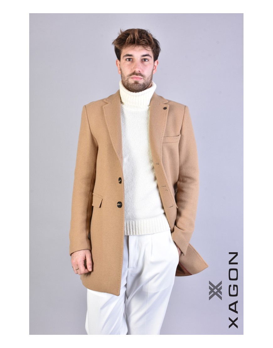 Men's elegant winter coat XAGON MAN brown