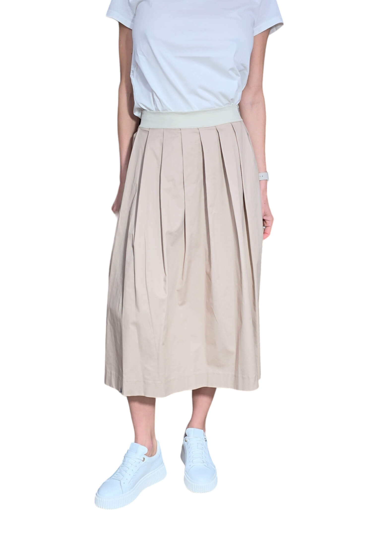 Summer pleated women's skirt VICOLO beige