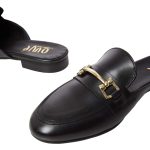 Women's leather flip-flops OVYE black