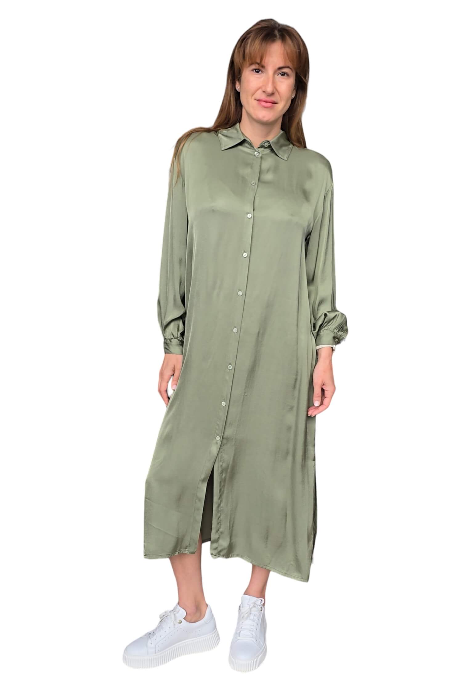 Women's elegant satin summer dress DIXIE green