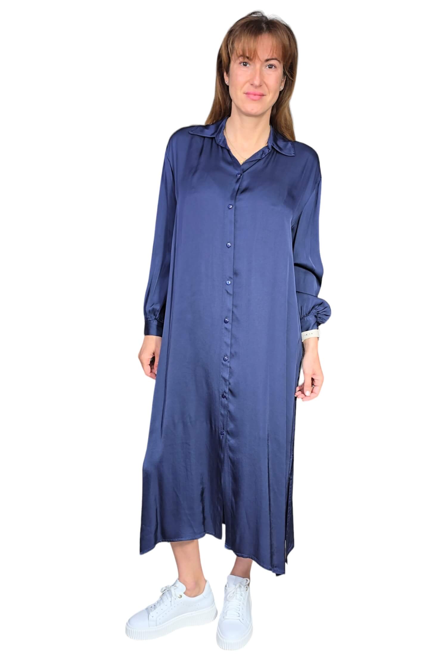 Women's elegant satin summer dress DIXIE blue