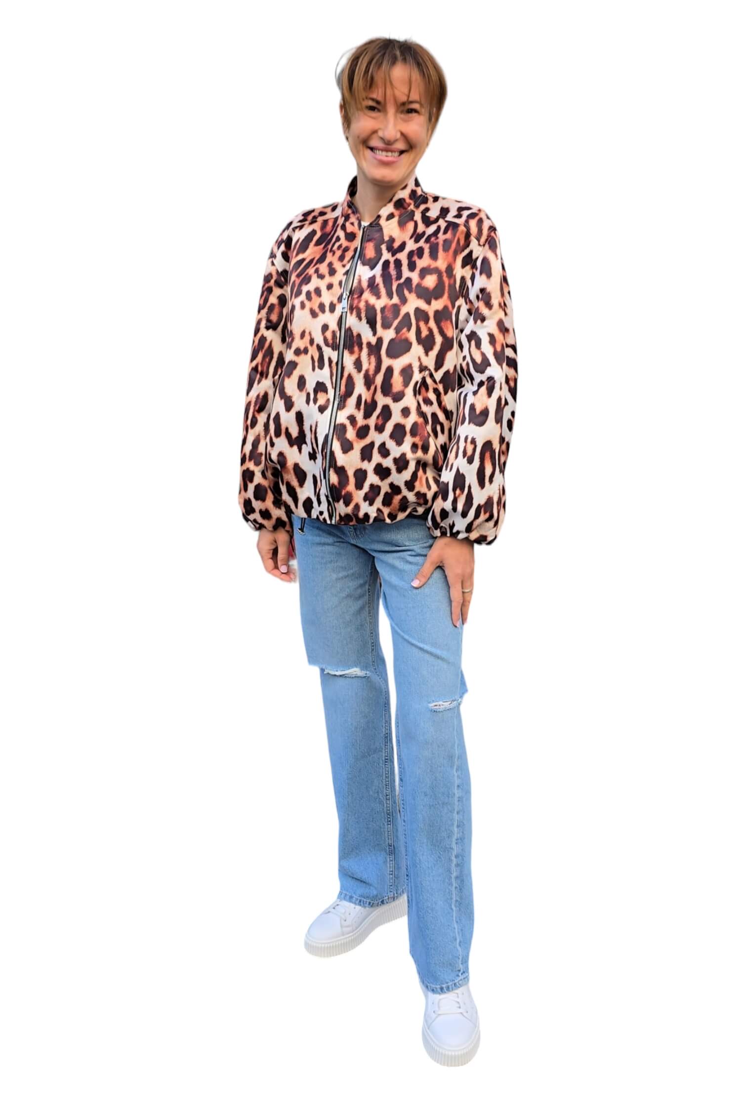 Women's bomber jacket VICOLO leopard pattern