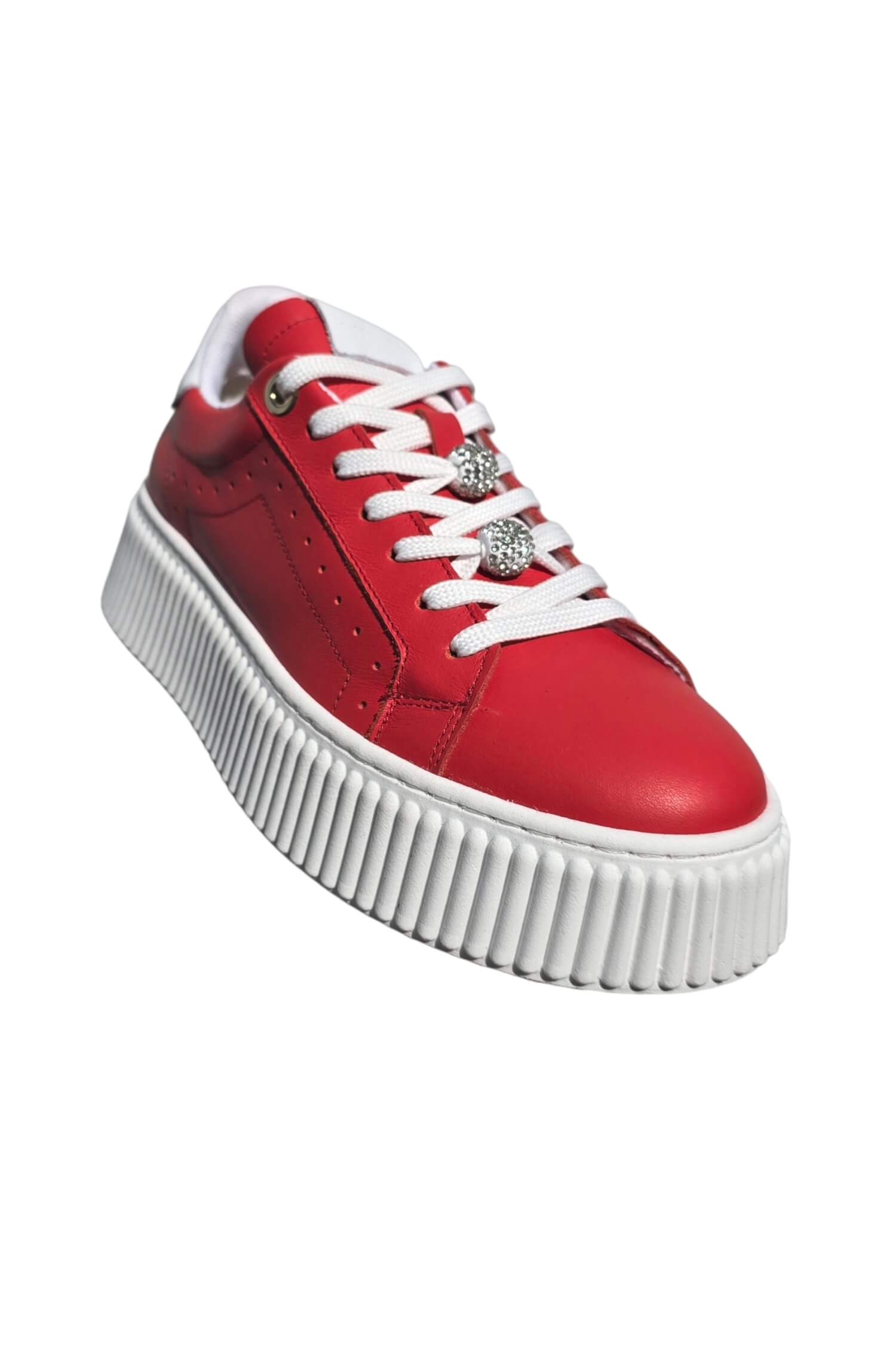 Lestrosa platform leather sneakers red