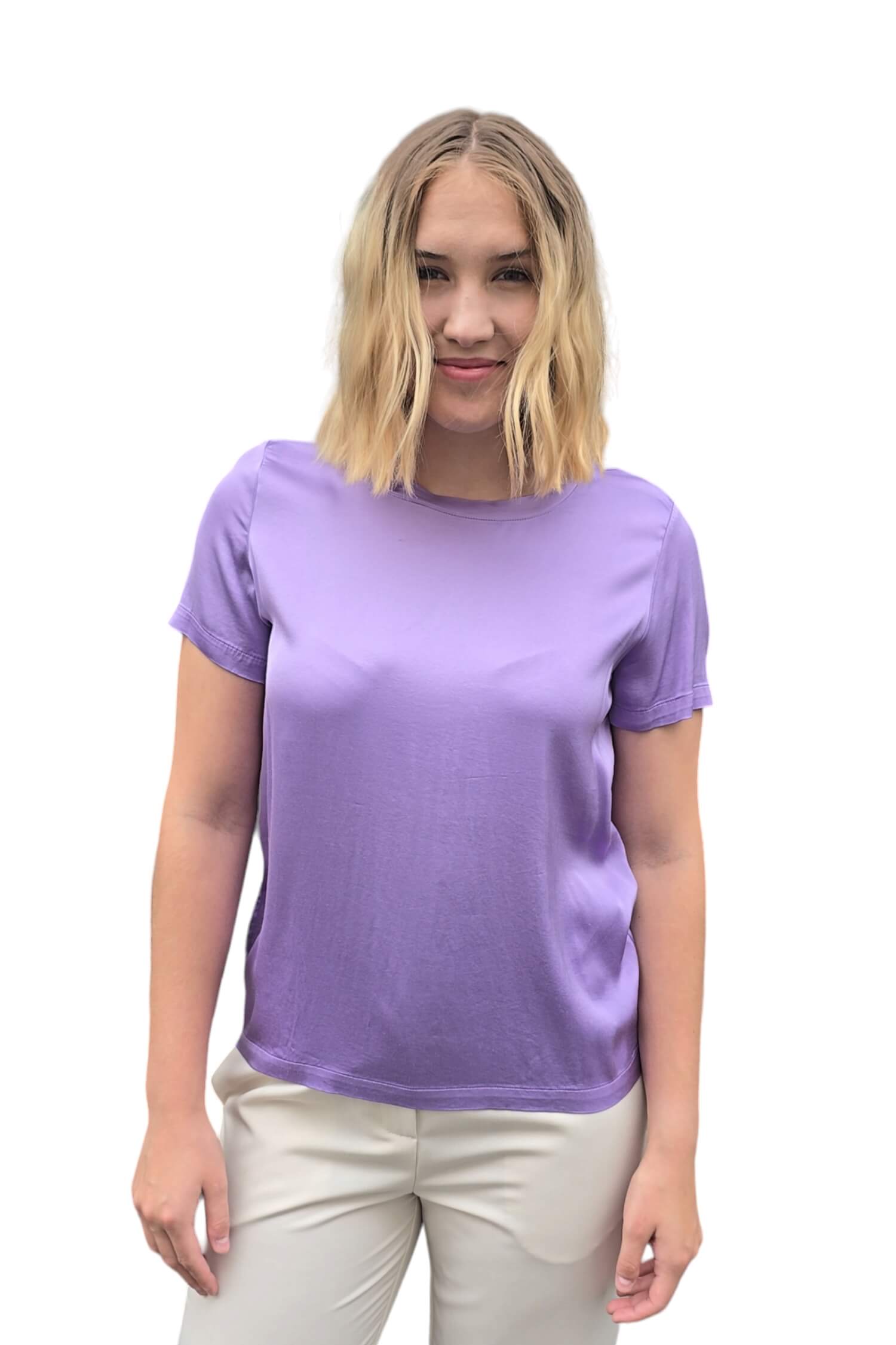 Women's purple satin T-shirt