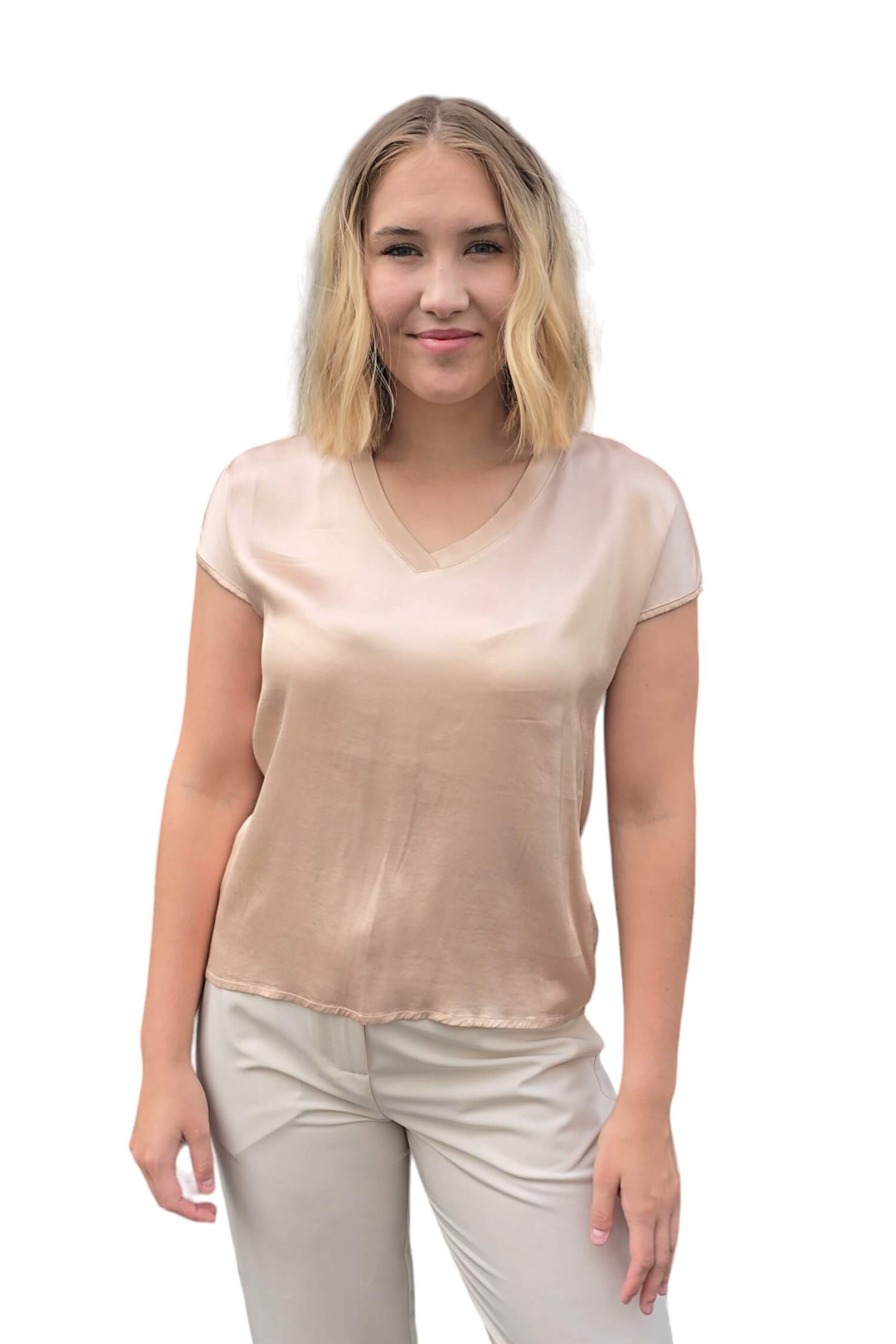 Women's satin t-shirt old pink