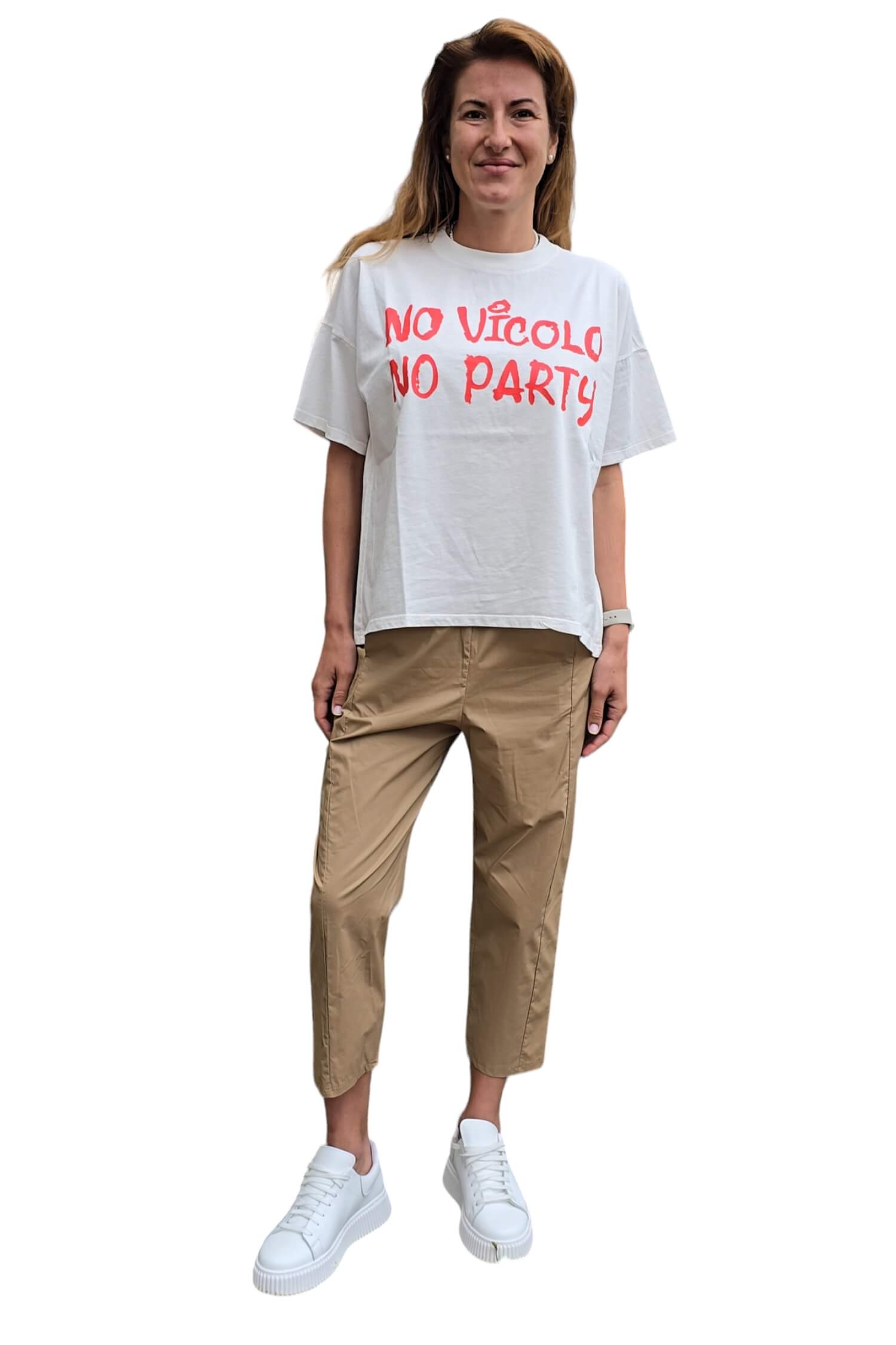 Women's oversize white VICOLO T-shirt with print