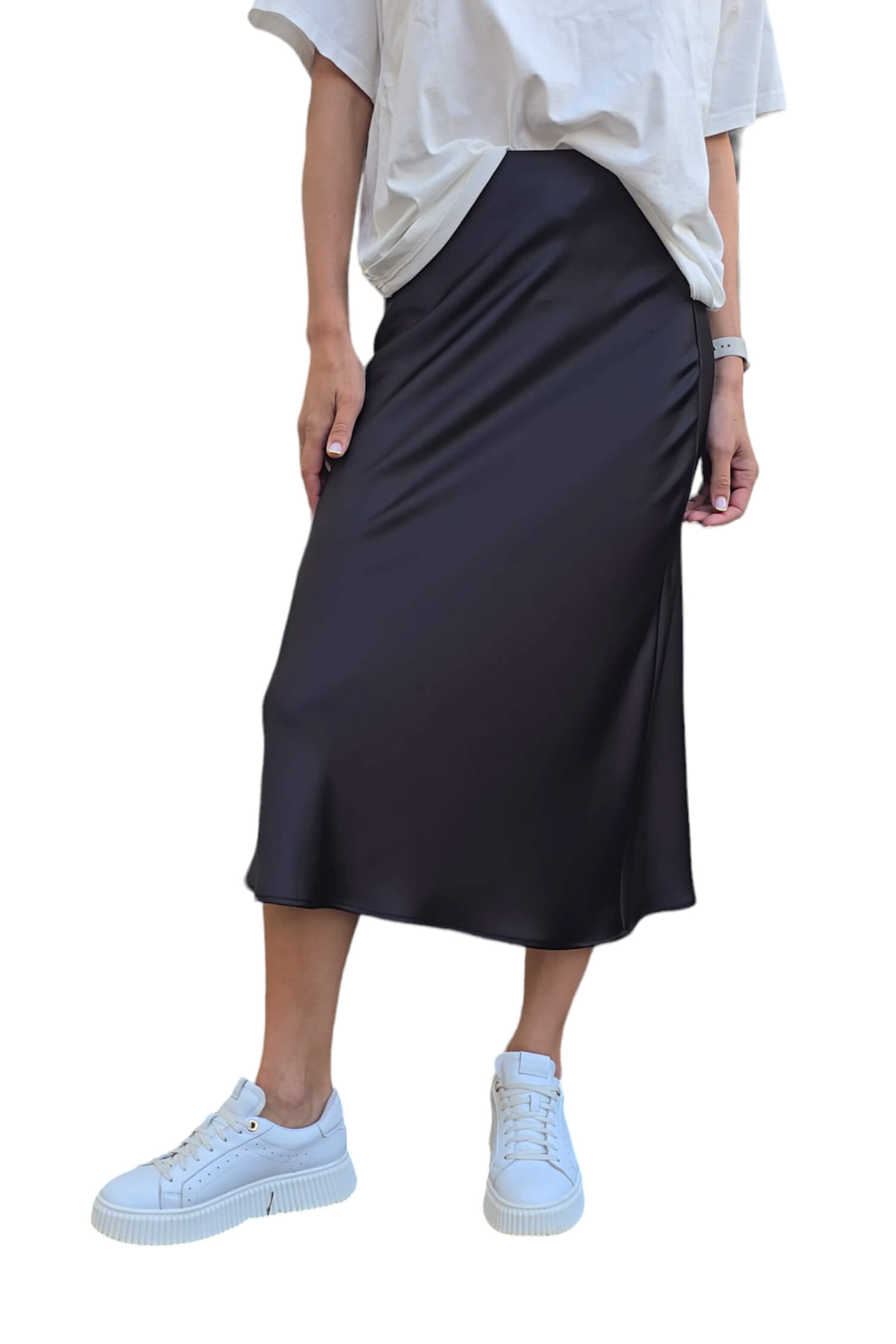 Women's midi satin skirt IMPERIAL black