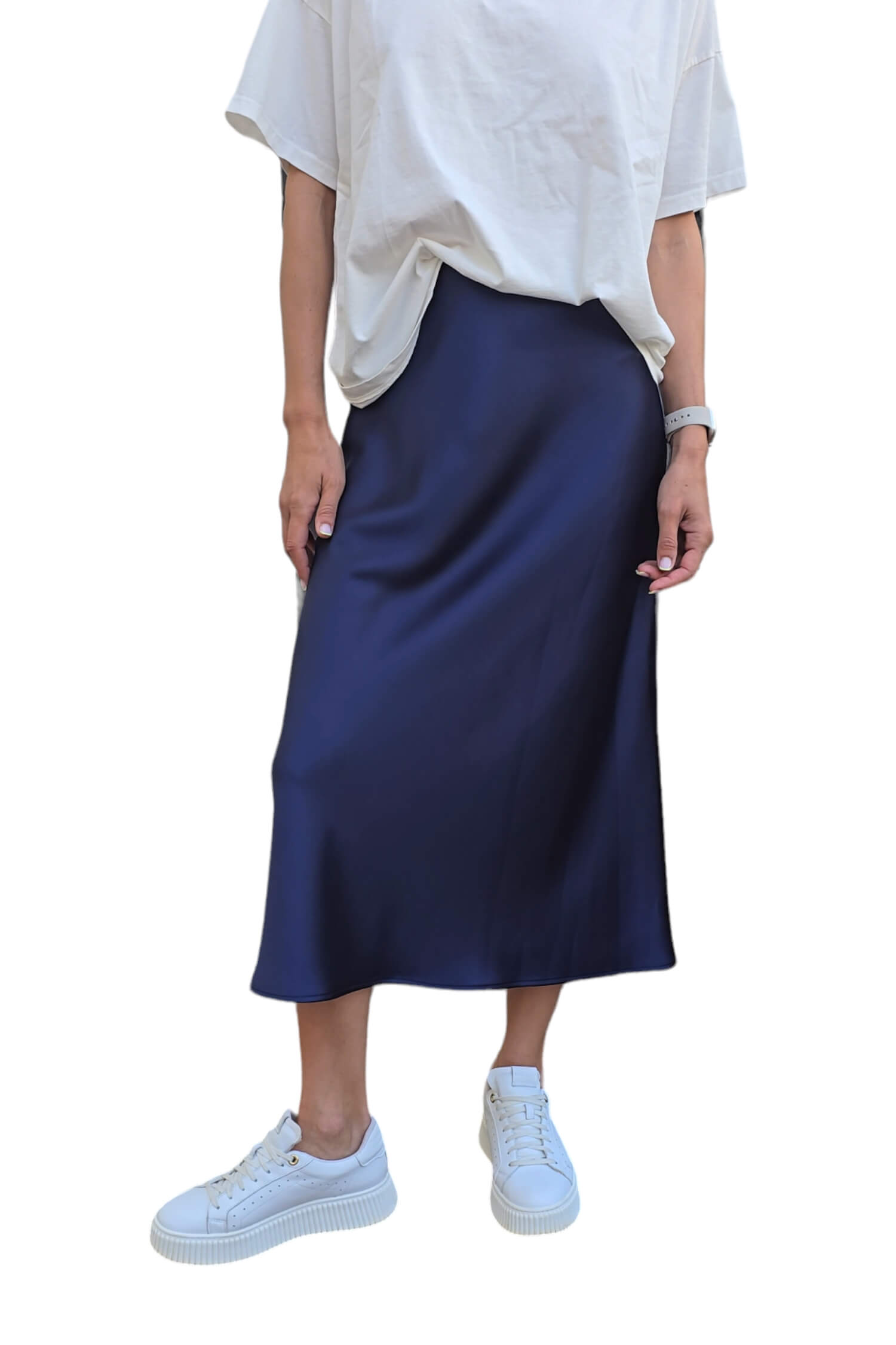 Women's midi satin skirt IMPERIAL blue