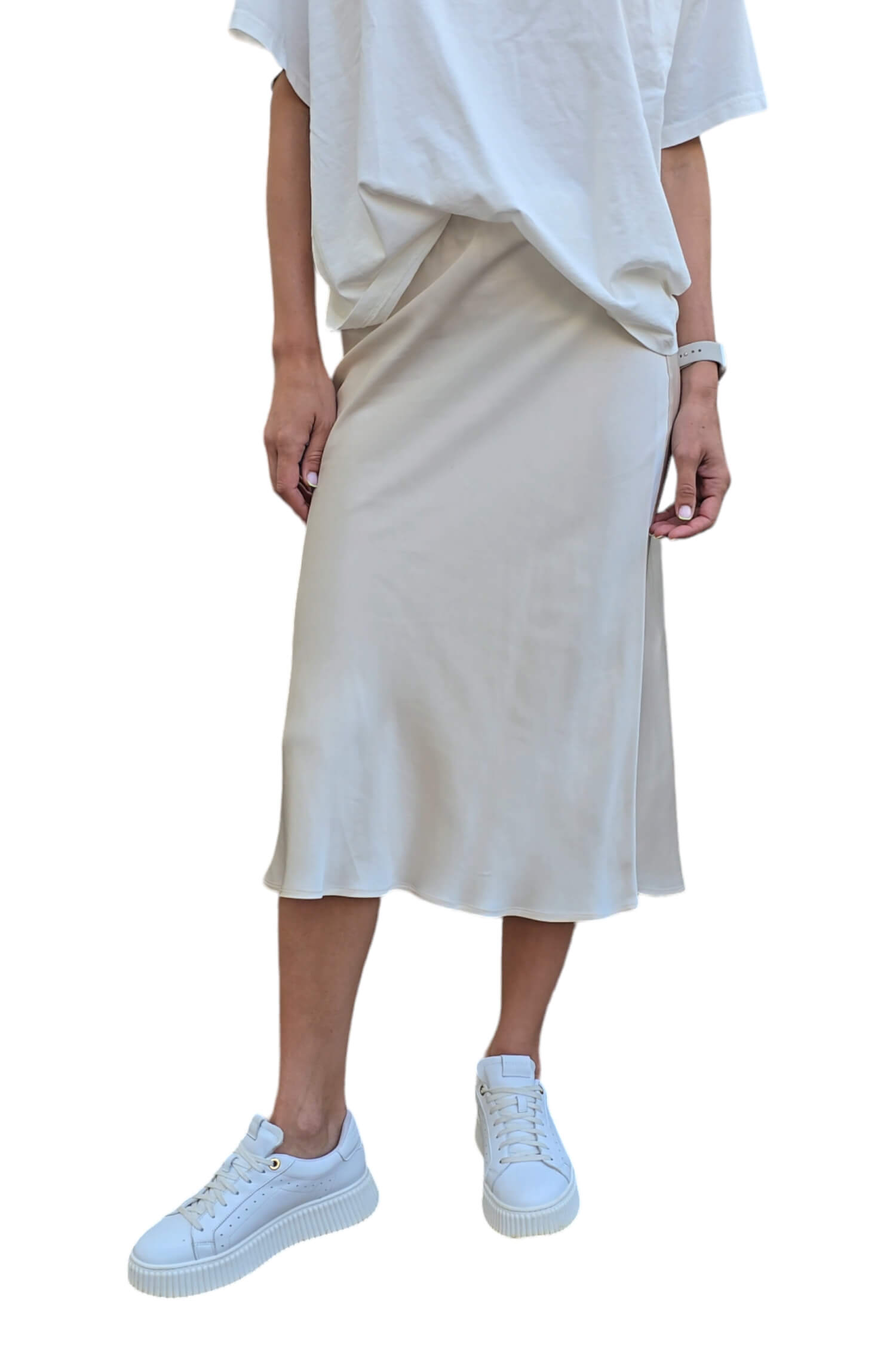 Women's midi satin skirt VICOLO beige