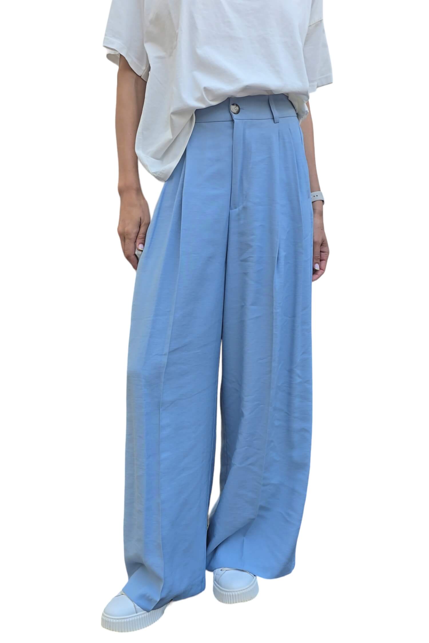 Women's long wide trousers VICOLO blue