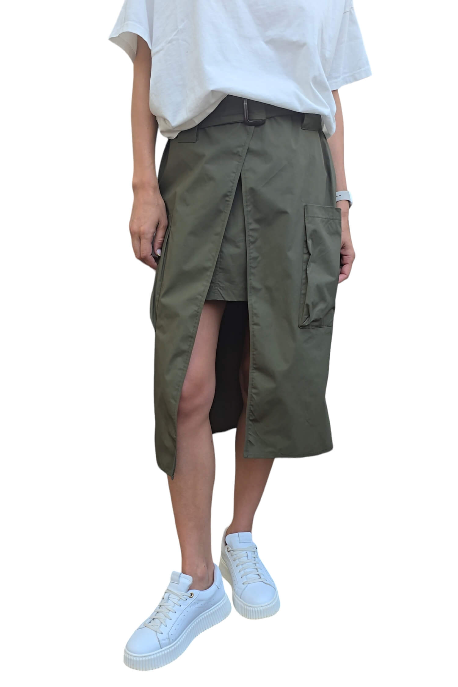 Women's long sports cotton skirt VICOLO green