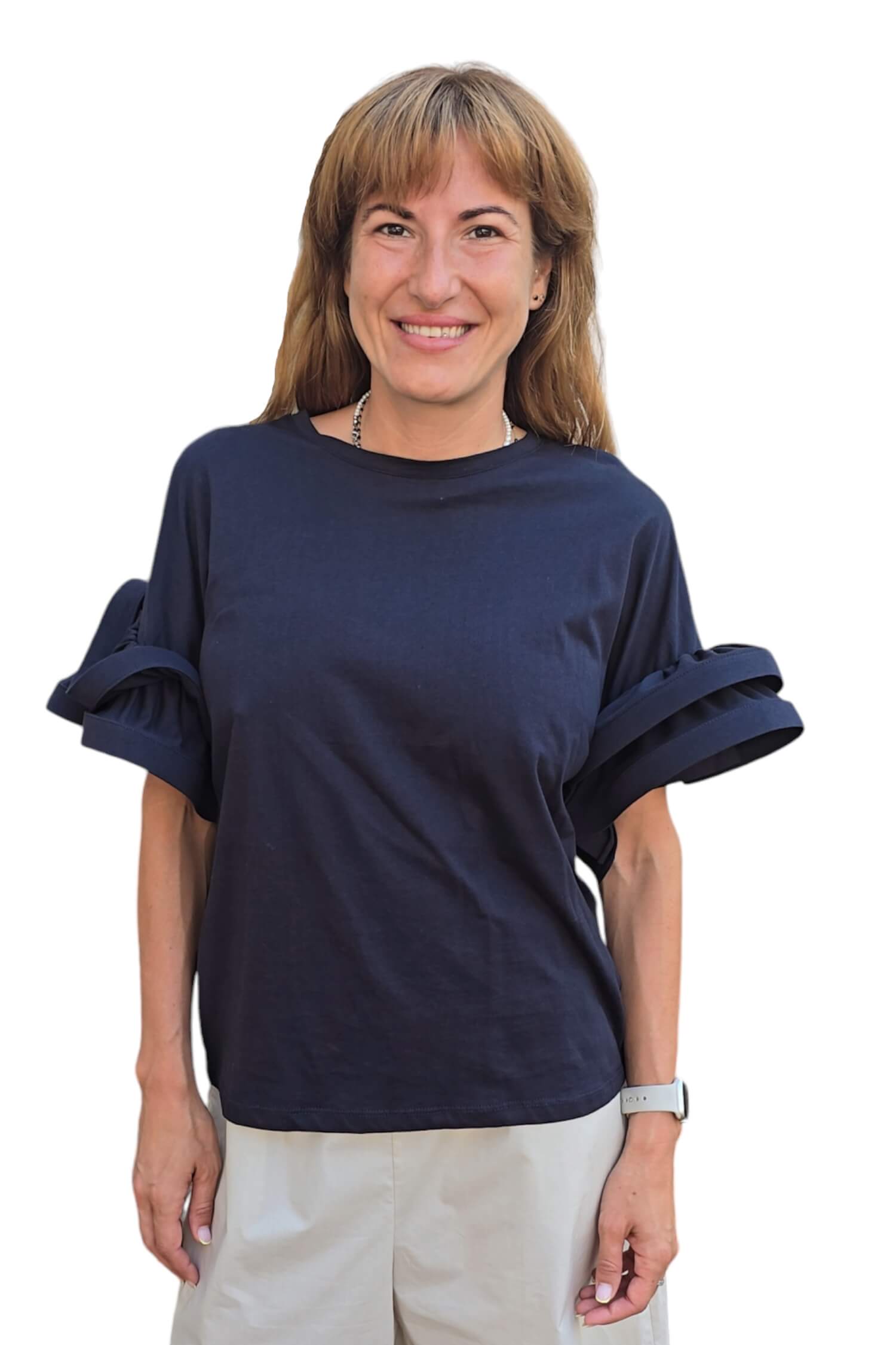 T-shirt with ruffled sleeves VICOLO blue