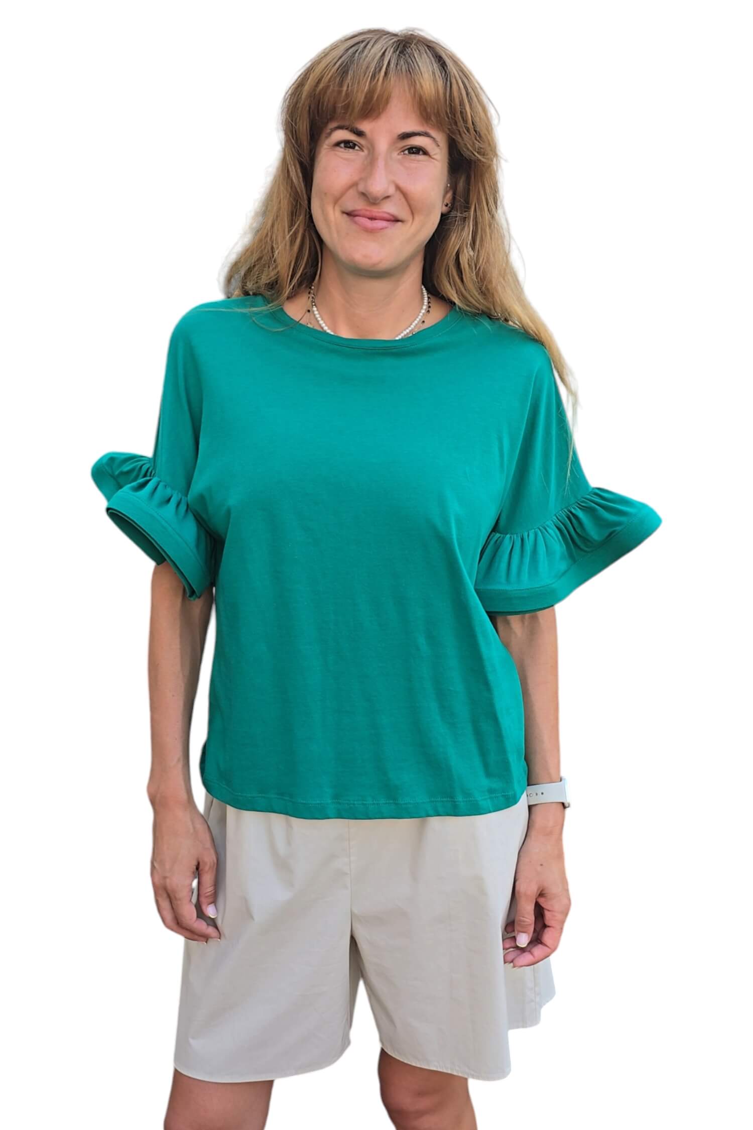 T-shirt with ruffled sleeves VICOLO green