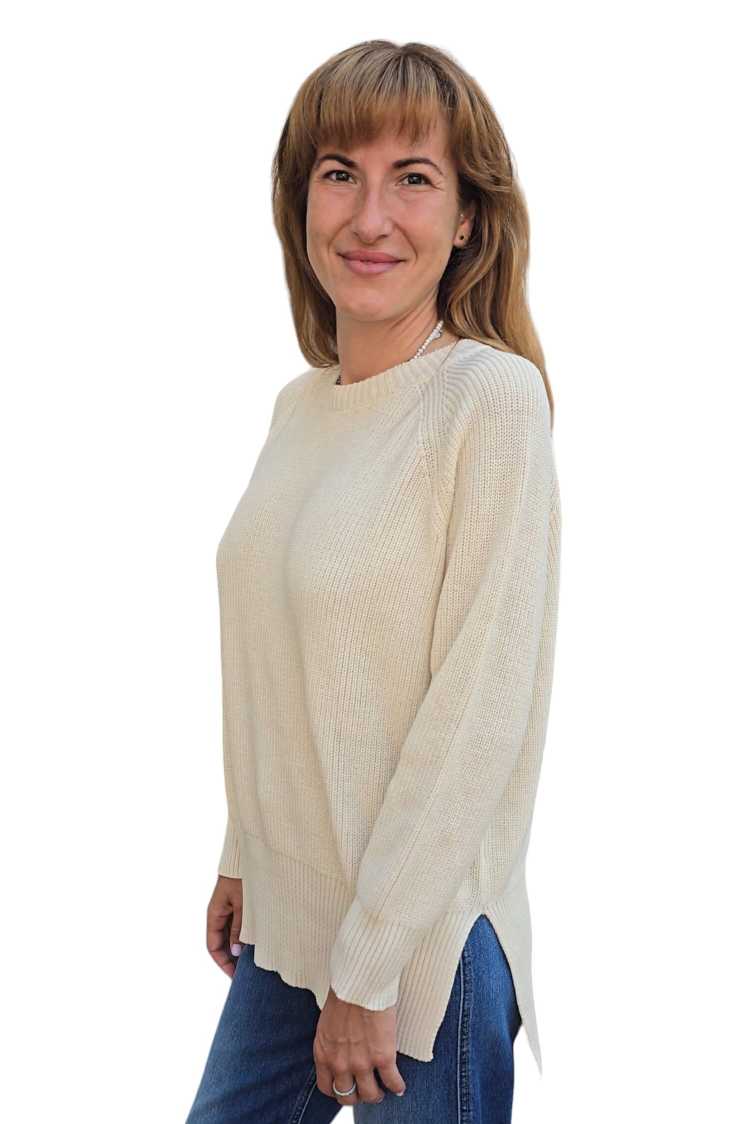 Women's knitted sweater KONTATTO beige