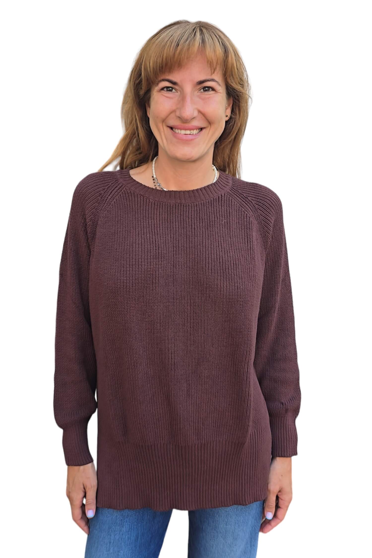 Women's knitted sweater KONTATTO dark brown