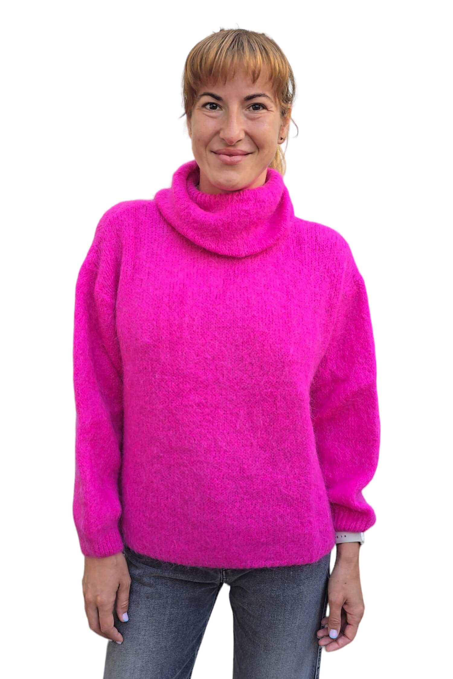 Women's mohair sweater with turtleneck IMPERIAL pink