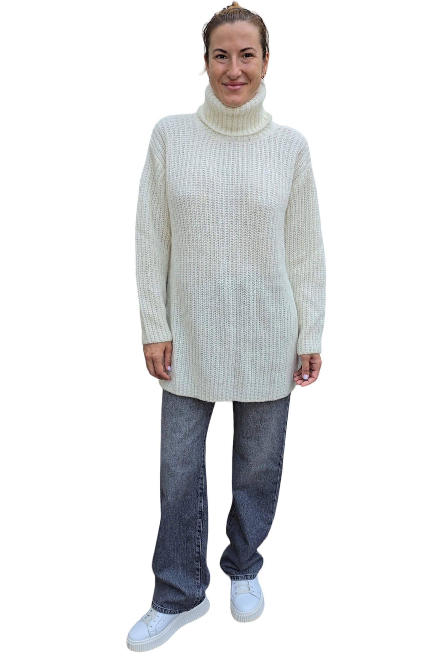 Women's knitted sweater KONTATTO white