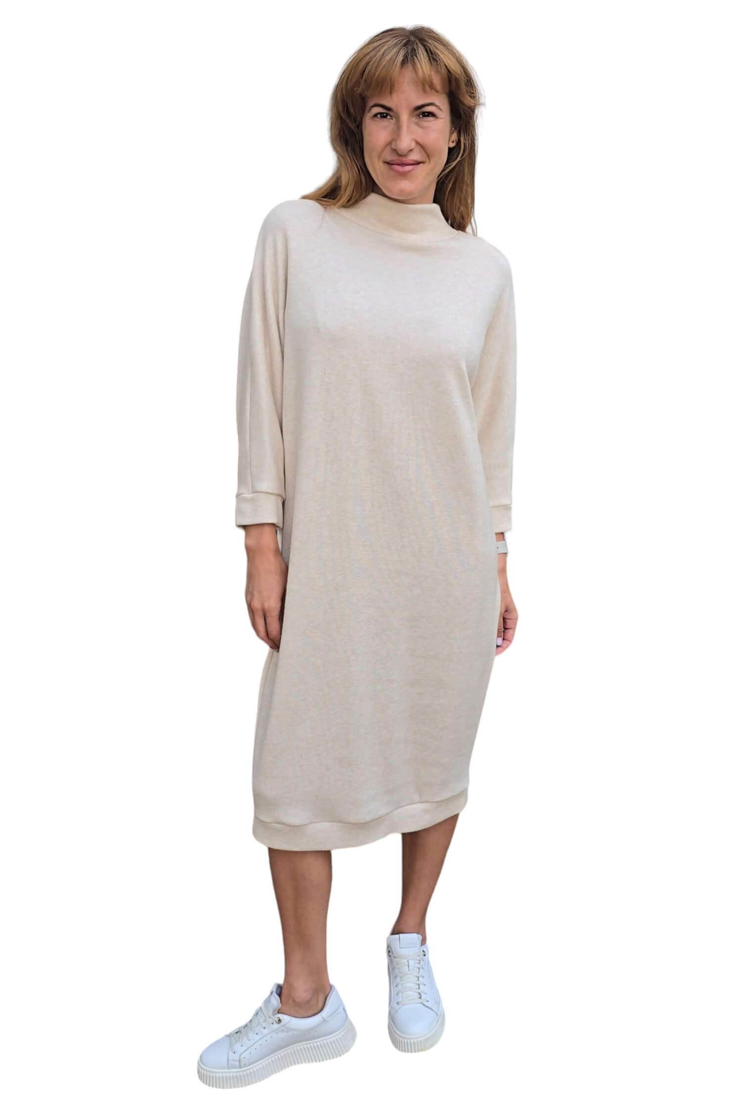 Women's knitted midi dress KONTATTO beige