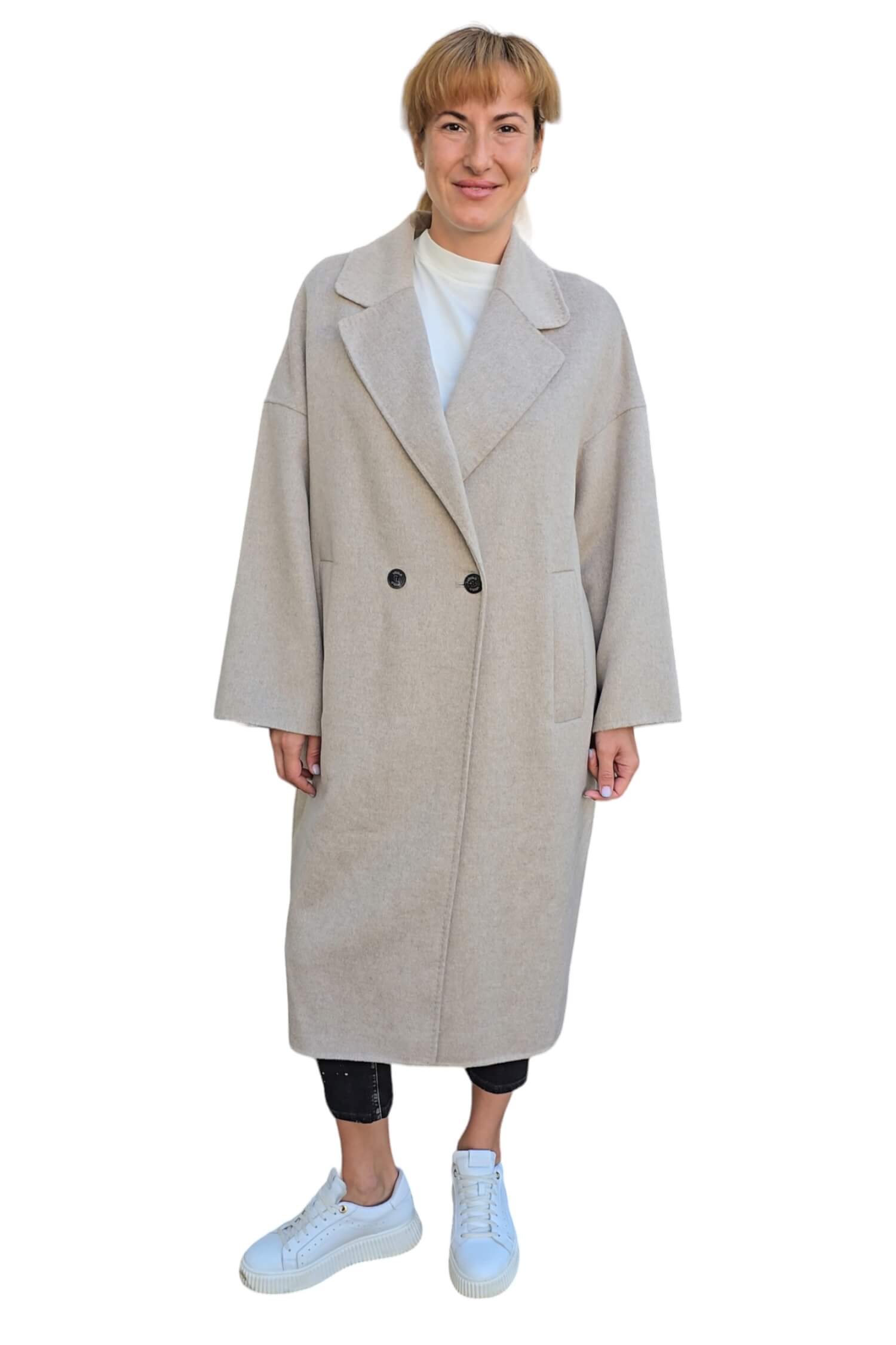 Women's long transitional woolen coat VICOLO beige