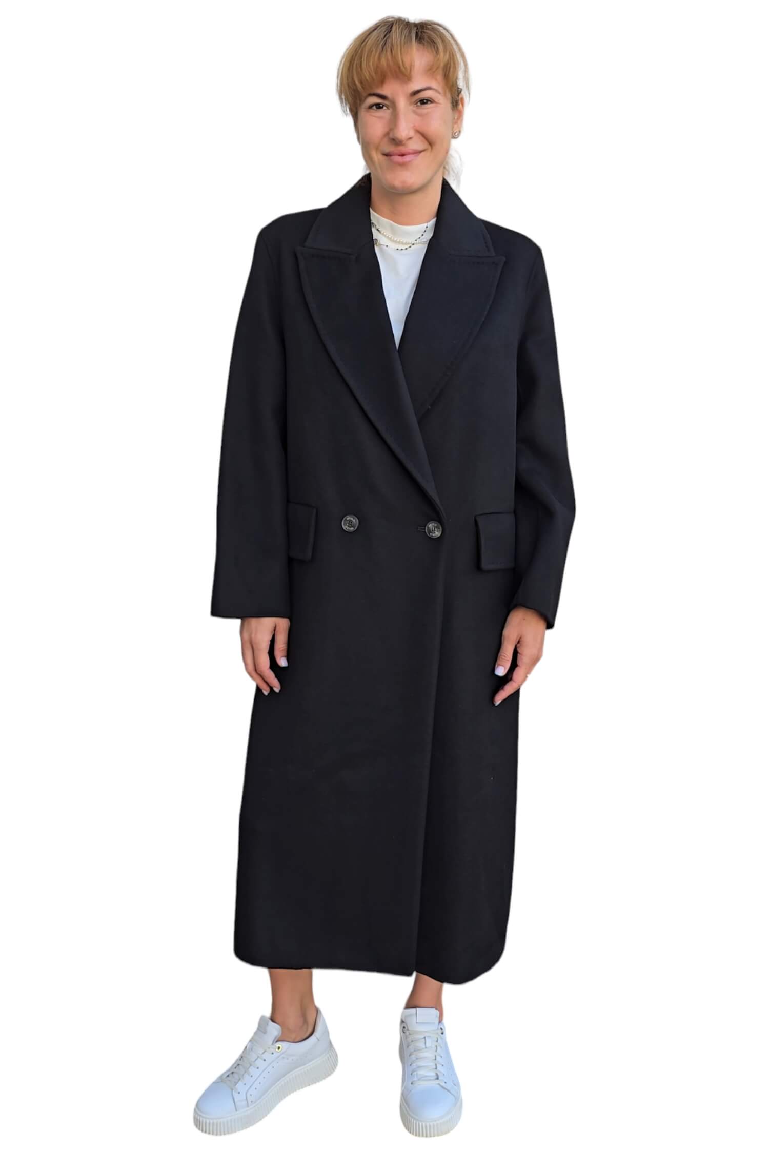 Women's long winter wool coat VICOLO black