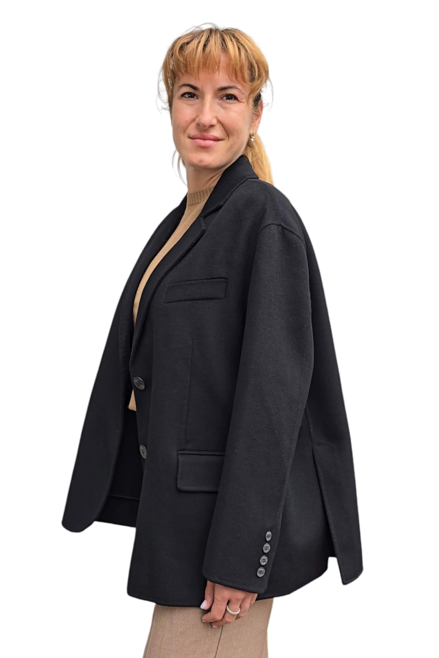 Women's oversize wool jacket VICOLO black