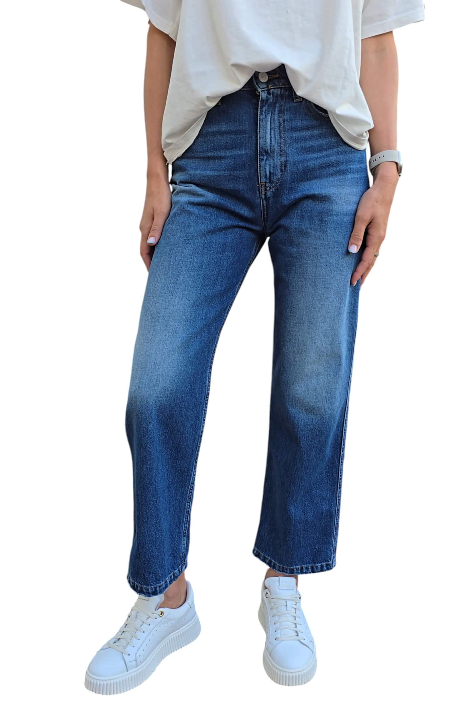 Women's wide jeans with a high waist VICOLO blue