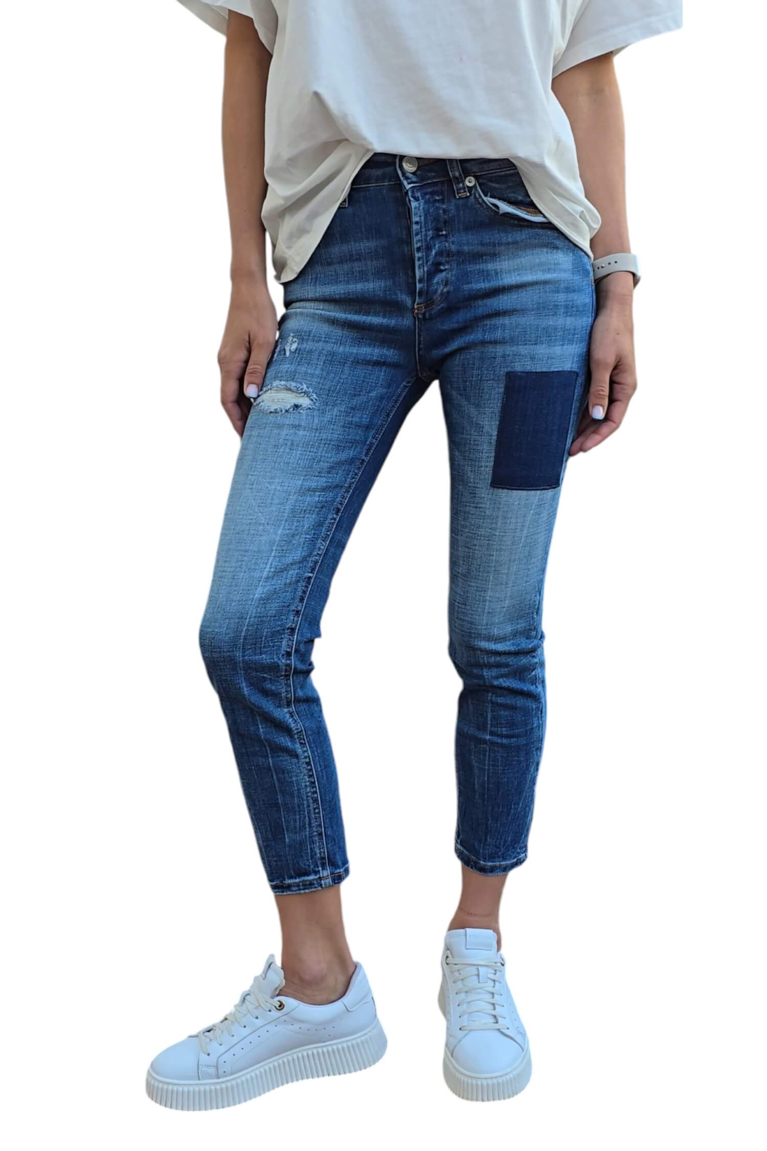 Women's torn elastic jeans DAISY VICOLO blue