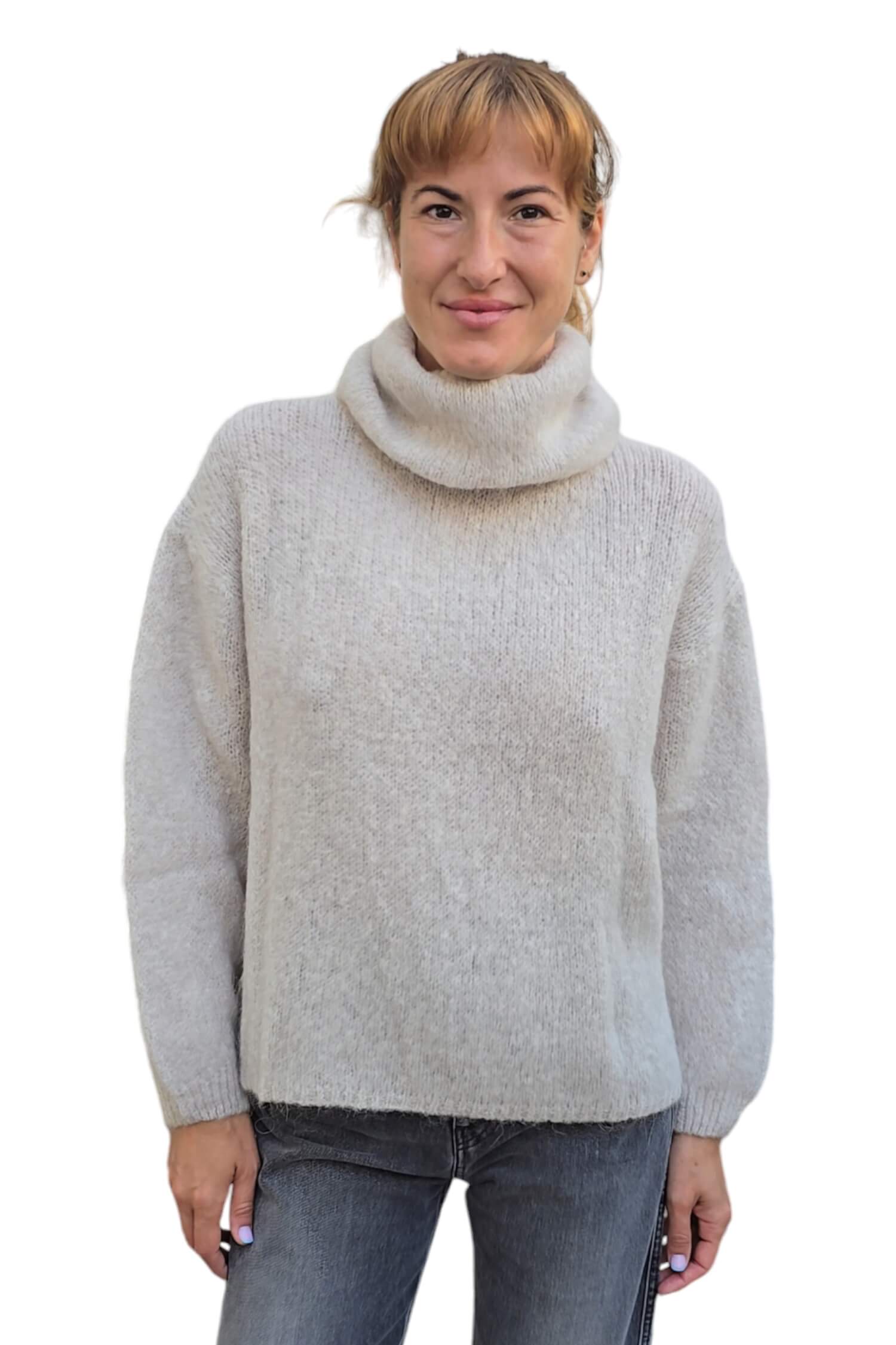 Women's mohair sweater with turtleneck IMPERIAL beige