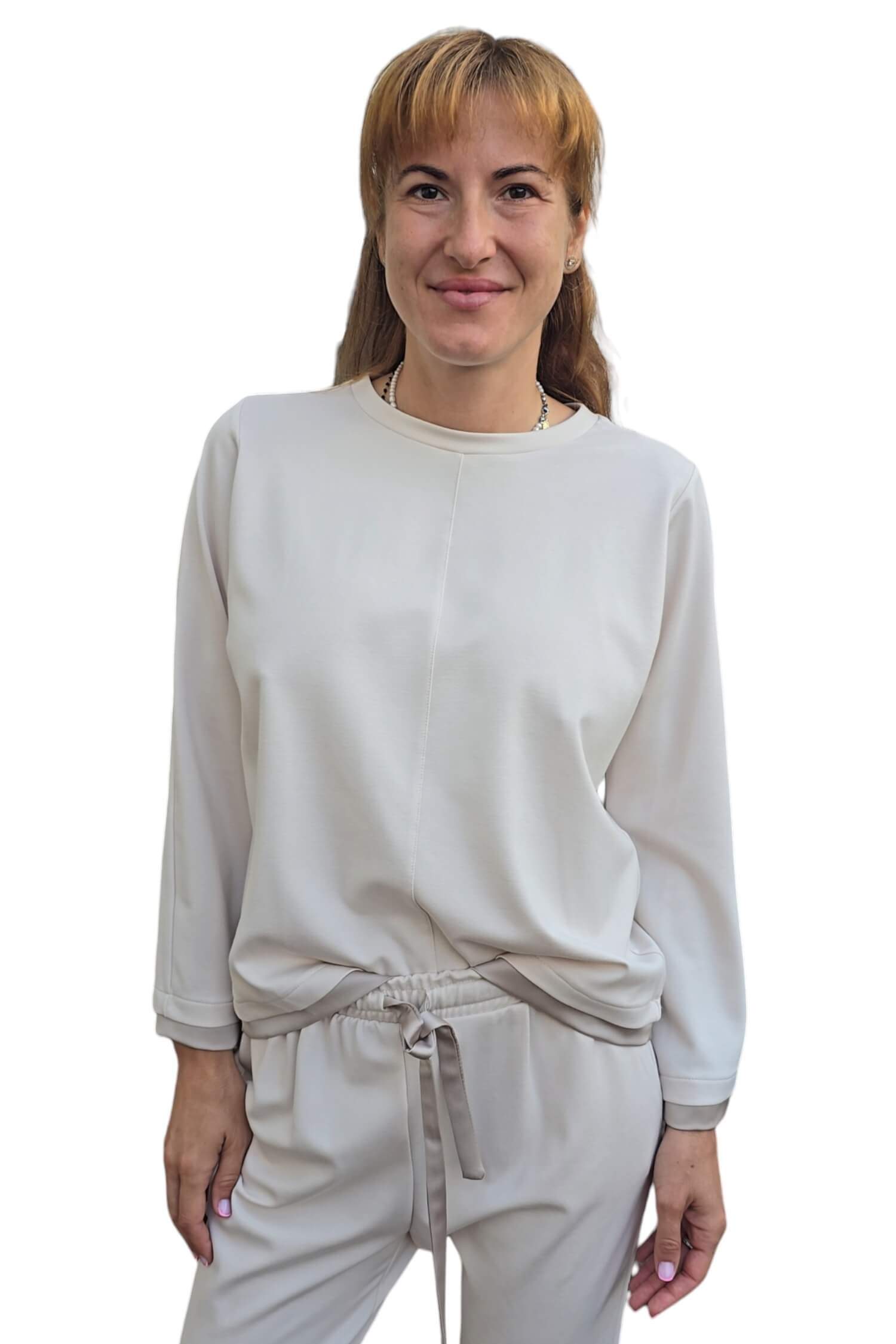 Women's elegant sweatshirt without a hood IMPERIAL beige