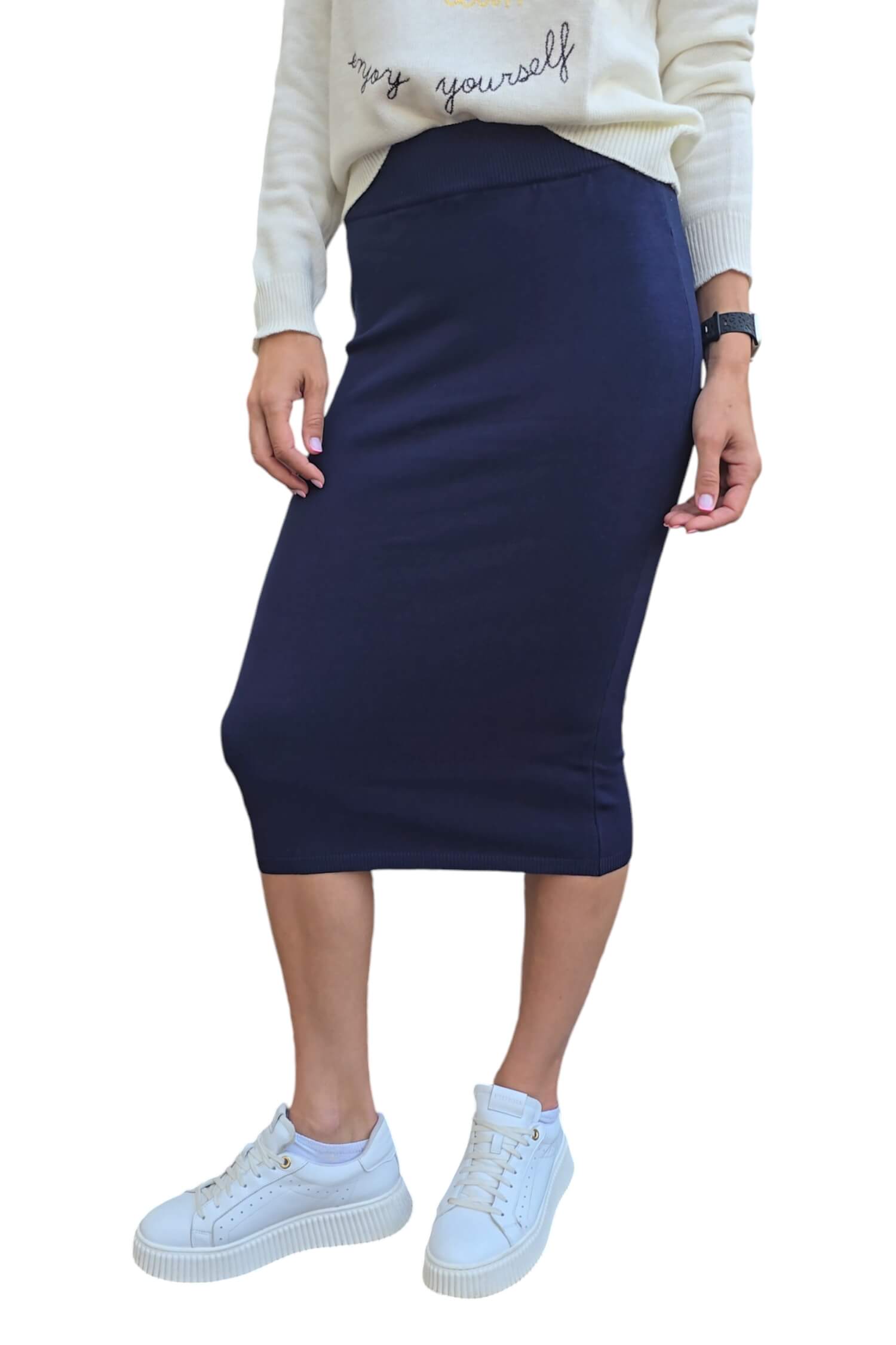 Women's knitted sheath skirt KONTATTO blue