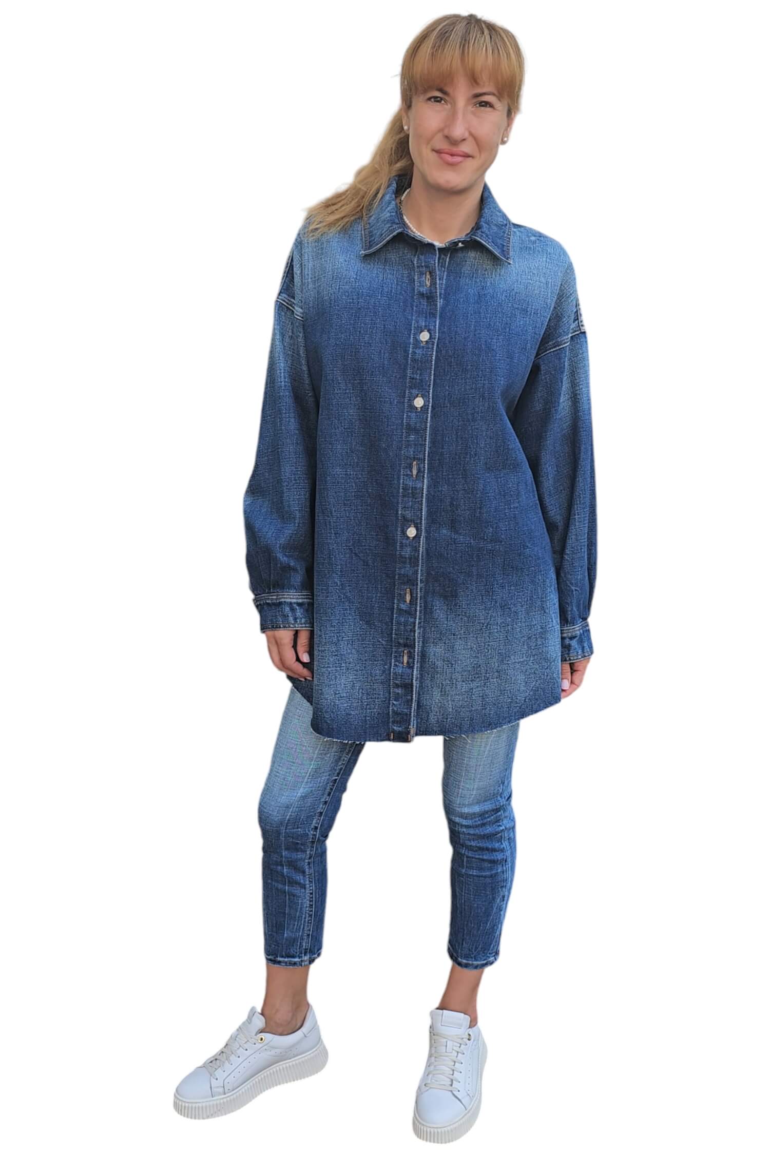 Women's oversize denim shirt VICOLO blue