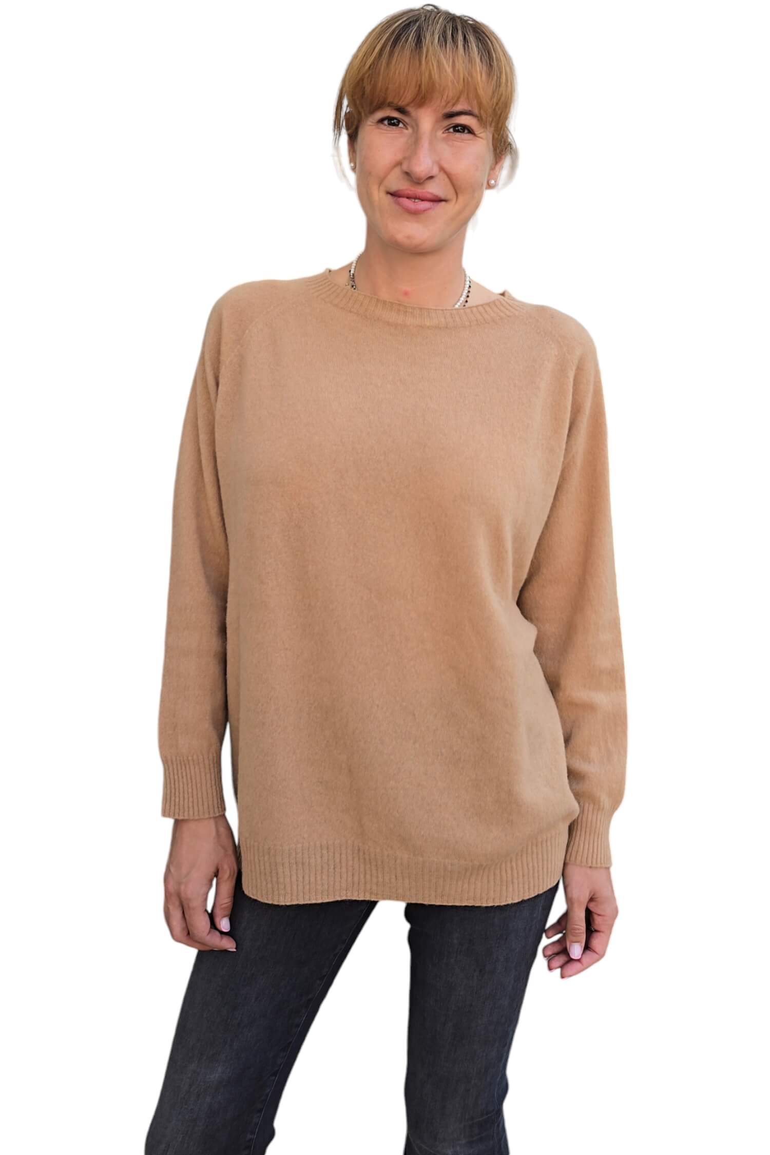 Women's wool sweater with cashmere blend VICOLO brown