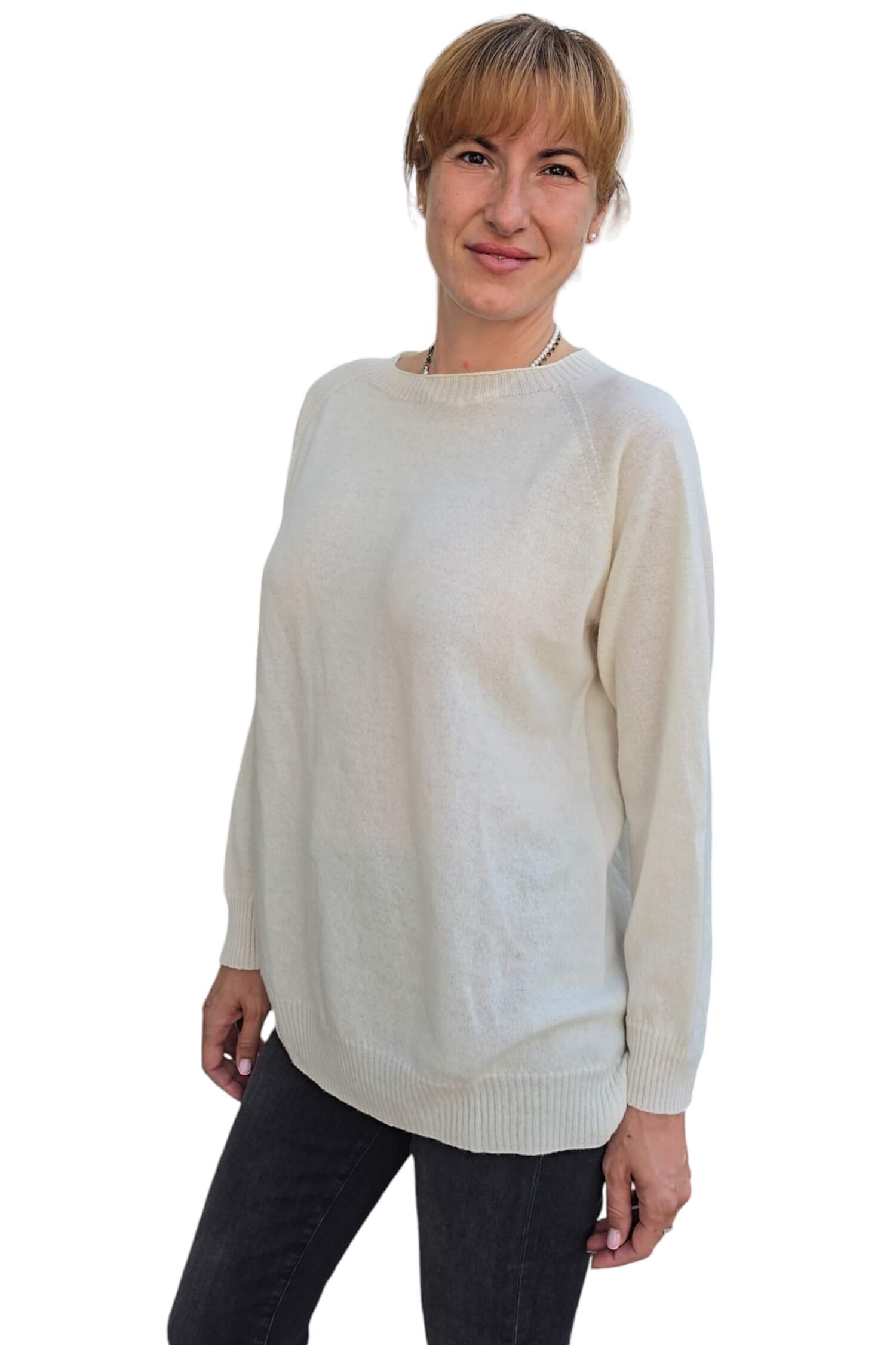 Women's wool sweater with cashmere blend VICOLO white