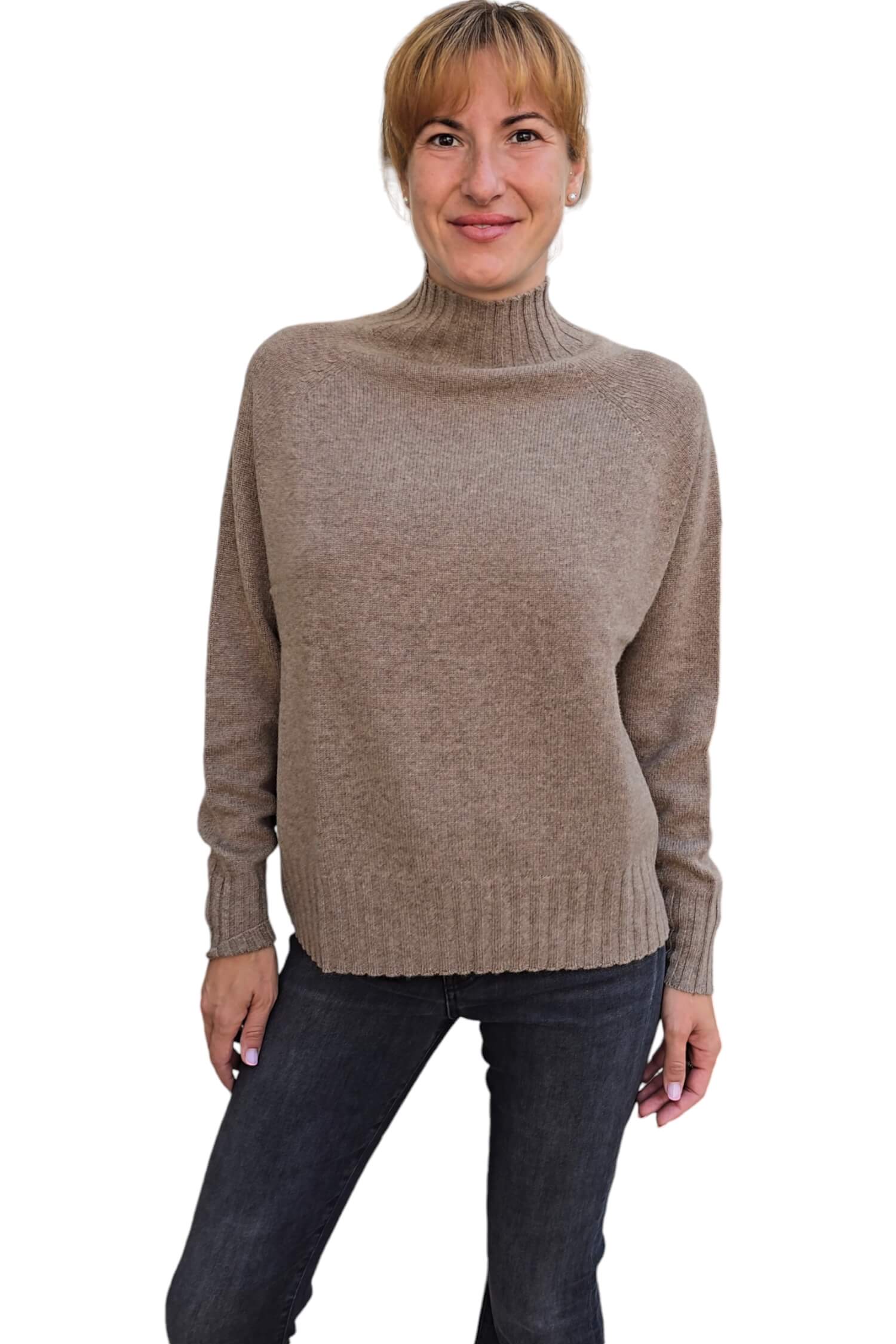 Women's 100% cashmere turtleneck sweater VICOLO brown