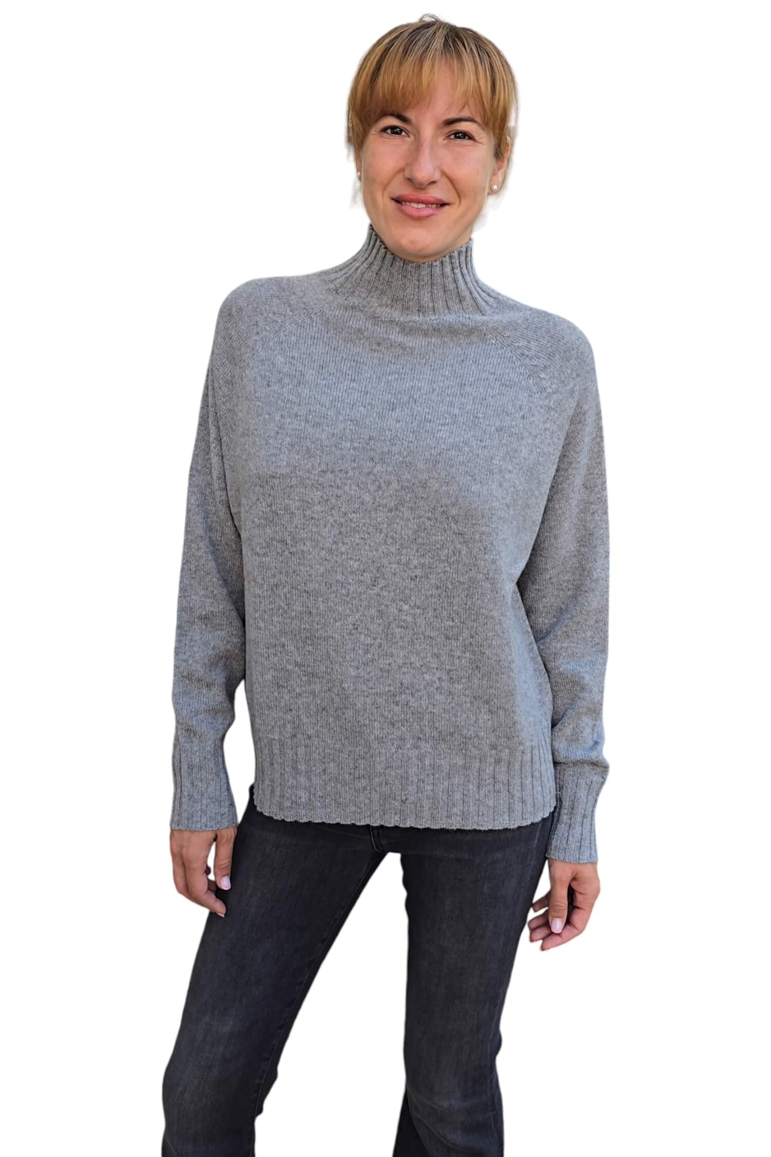 Women's 100% cashmere turtleneck sweater VICOLO gray