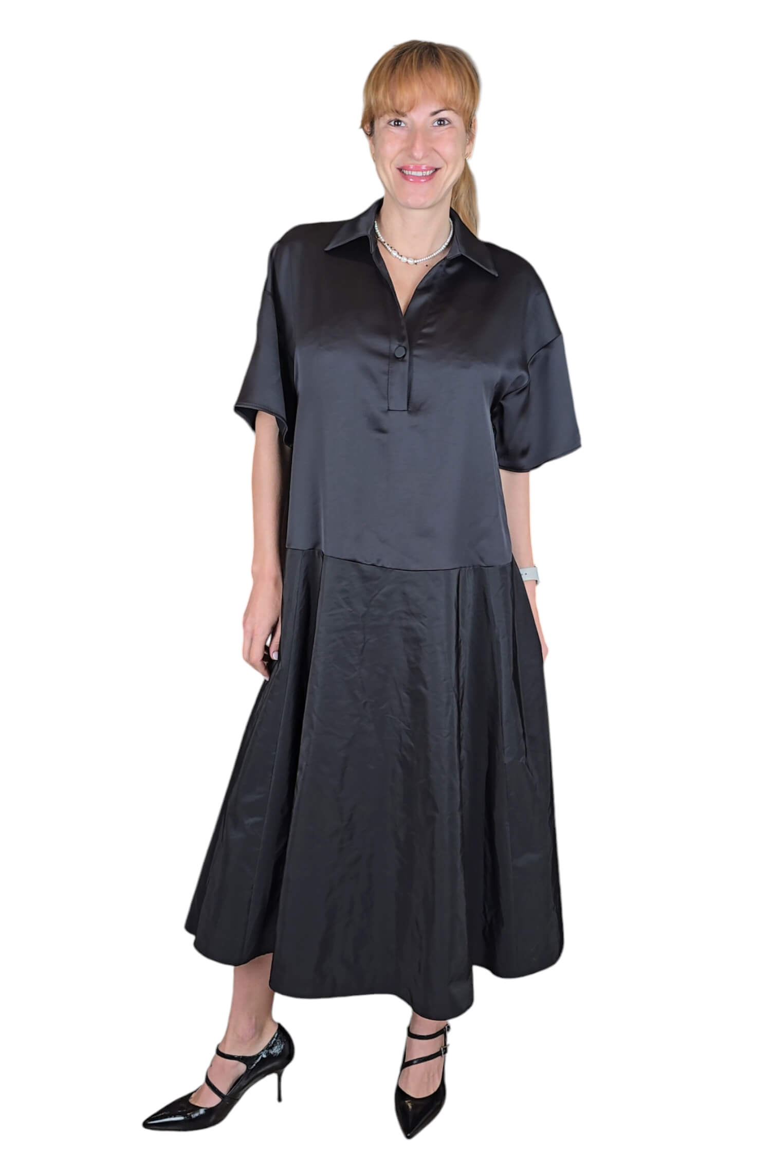 Women's oversize satin dress IMPERIAL black