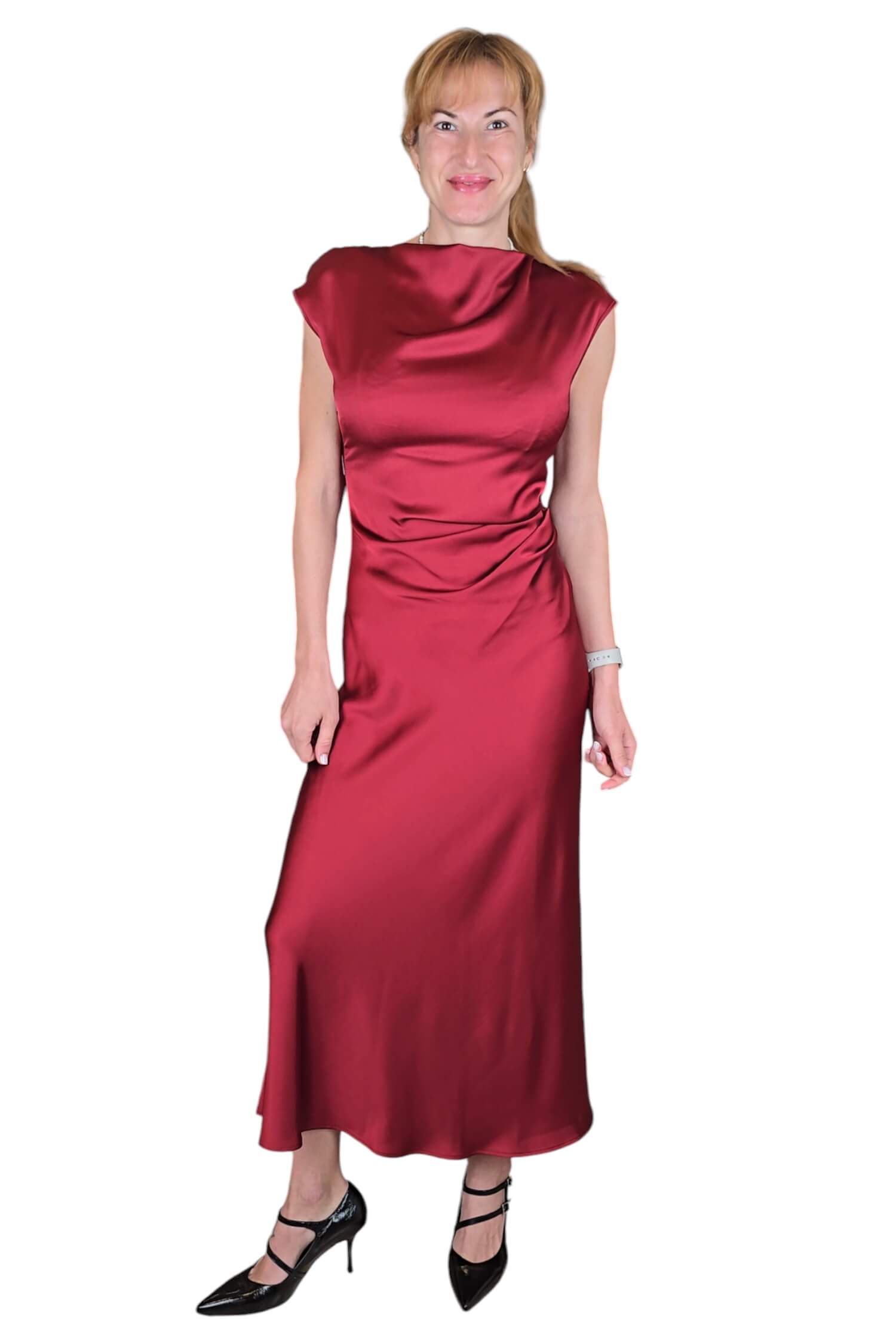 Women's long formal satin dress IMPERIAL burgundy